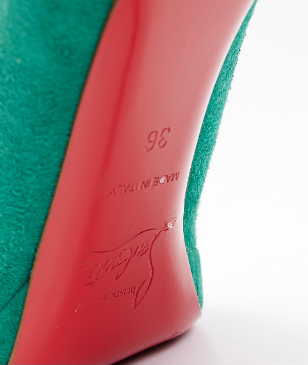 CHRISTIAN LOUBOUTIN Зеленые замшевые туфли, фото 4