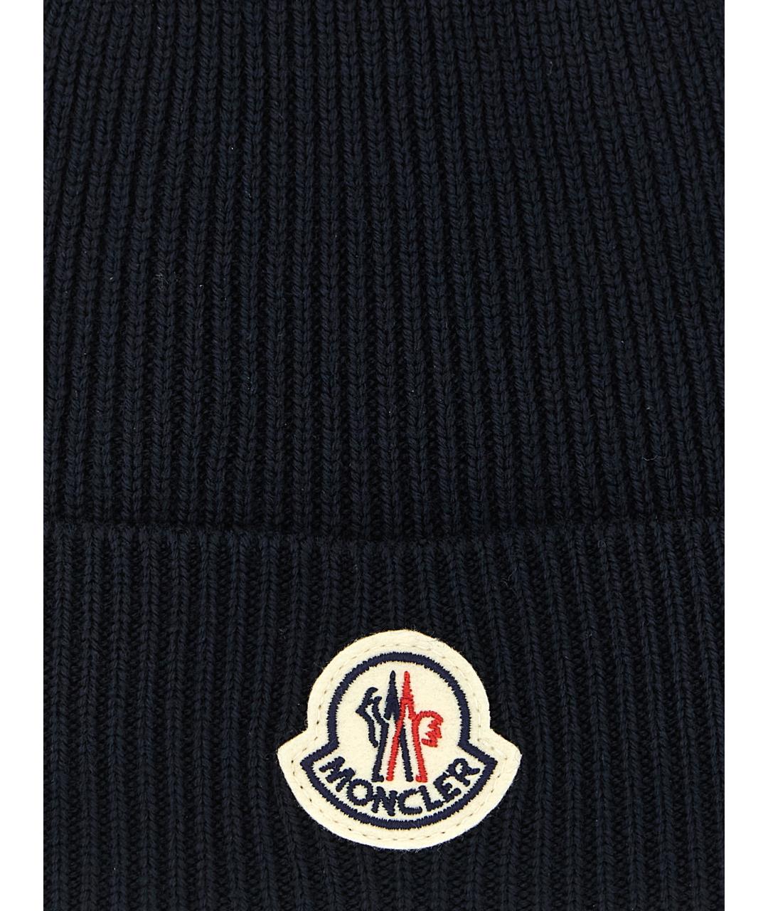 MONCLER Темно-синяя шерстяная шапка, фото 3