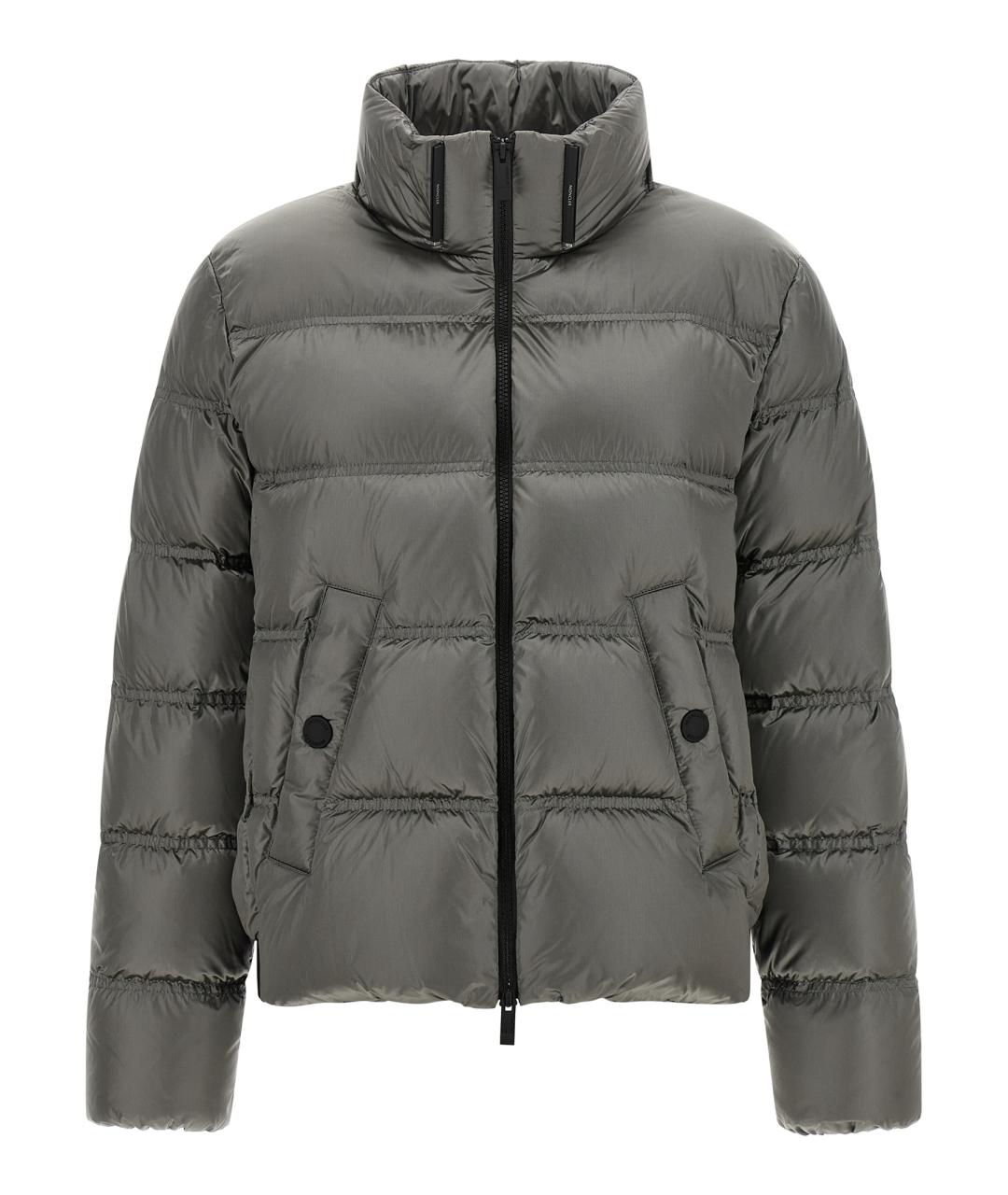 MONCLER Серый полиамидовый пуховик, фото 2