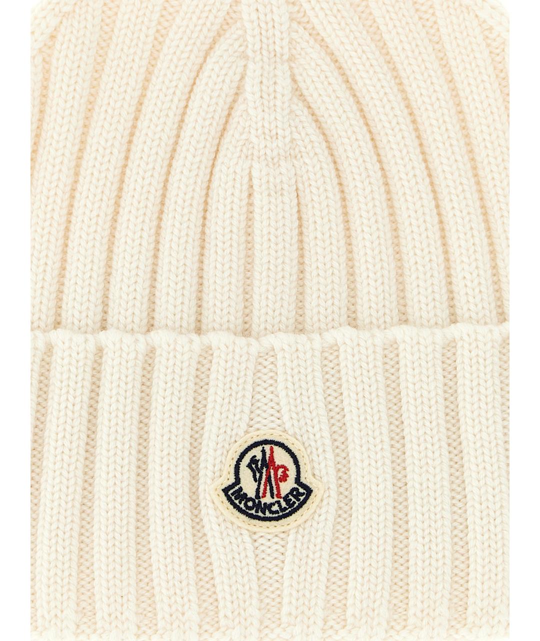 MONCLER Белая шерстяная шапка, фото 3
