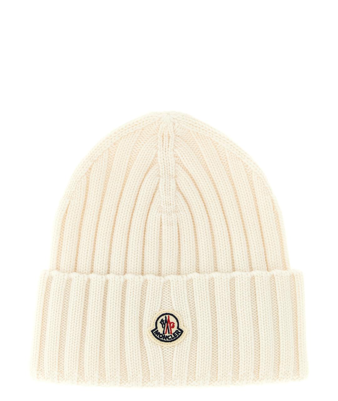 MONCLER Белая шерстяная шапка, фото 1