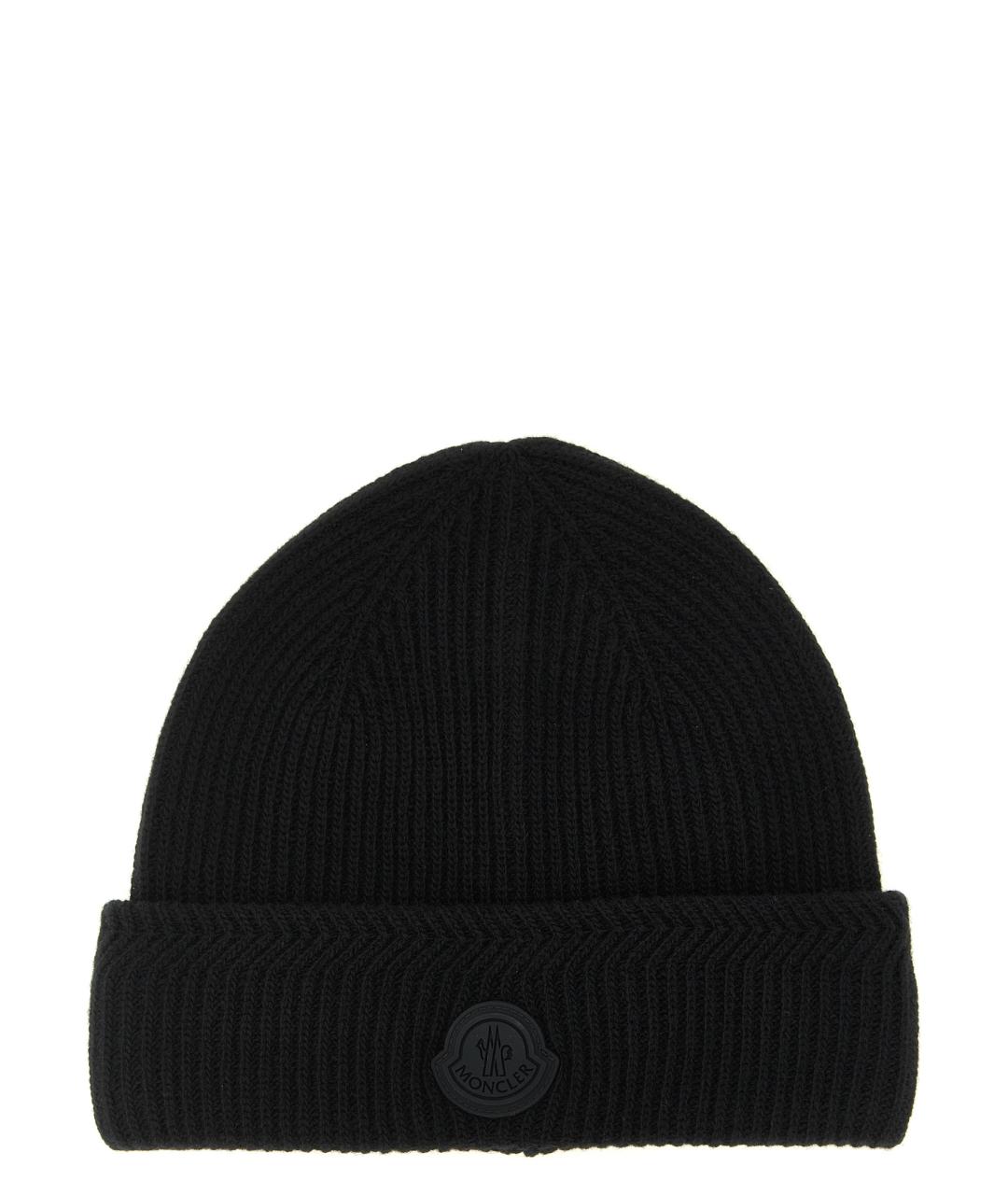 MONCLER Черная шерстяная шапка, фото 1