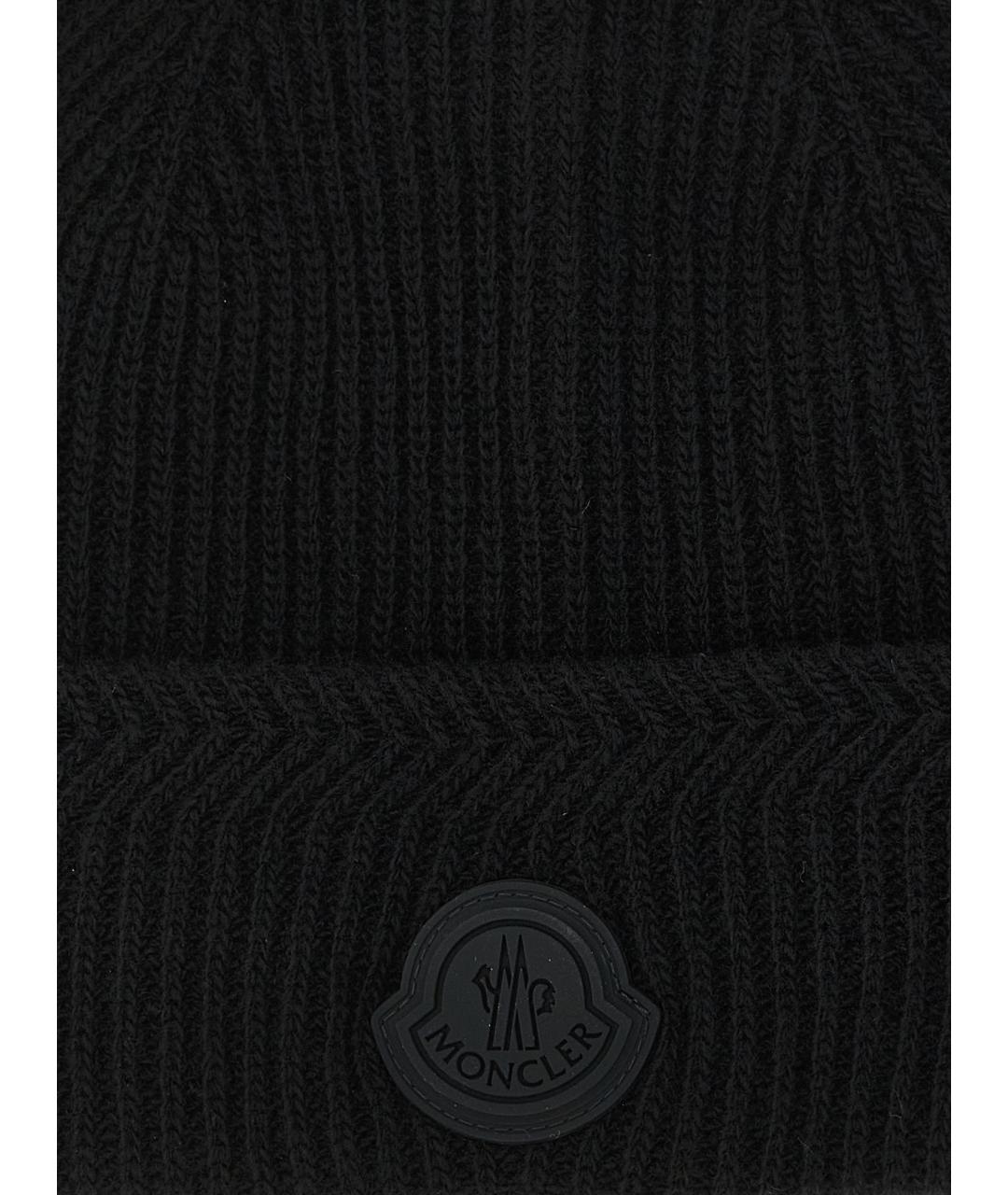 MONCLER Черная шерстяная шапка, фото 3