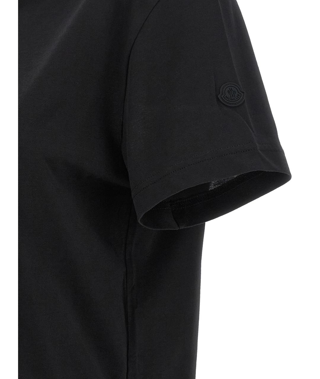 MONCLER Черная хлопковая футболка, фото 4