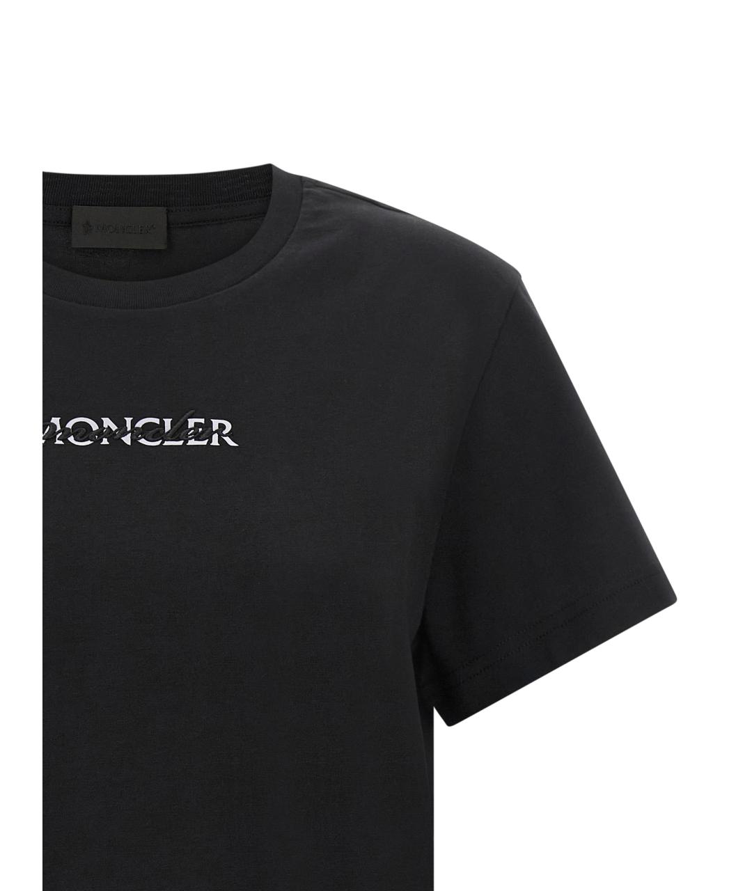 MONCLER Черная хлопковая футболка, фото 3