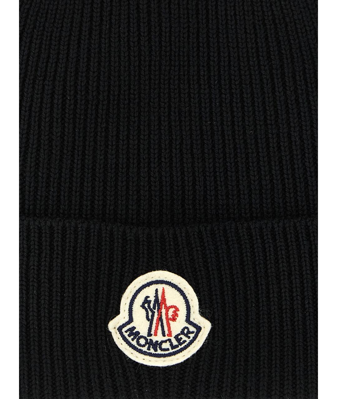 MONCLER Черная шерстяная шапка, фото 3