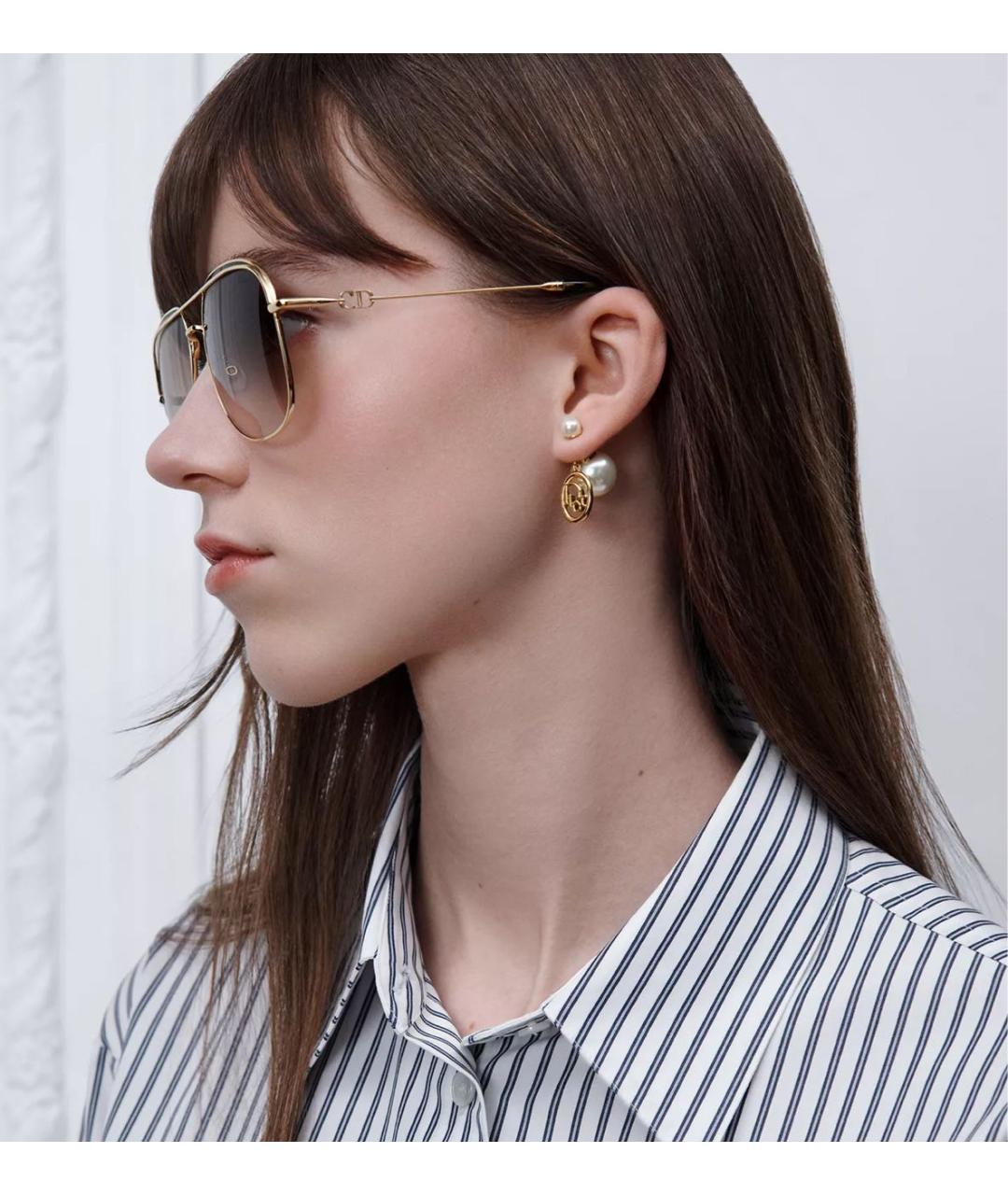 CHRISTIAN DIOR Золотые металлические серьги, фото 2