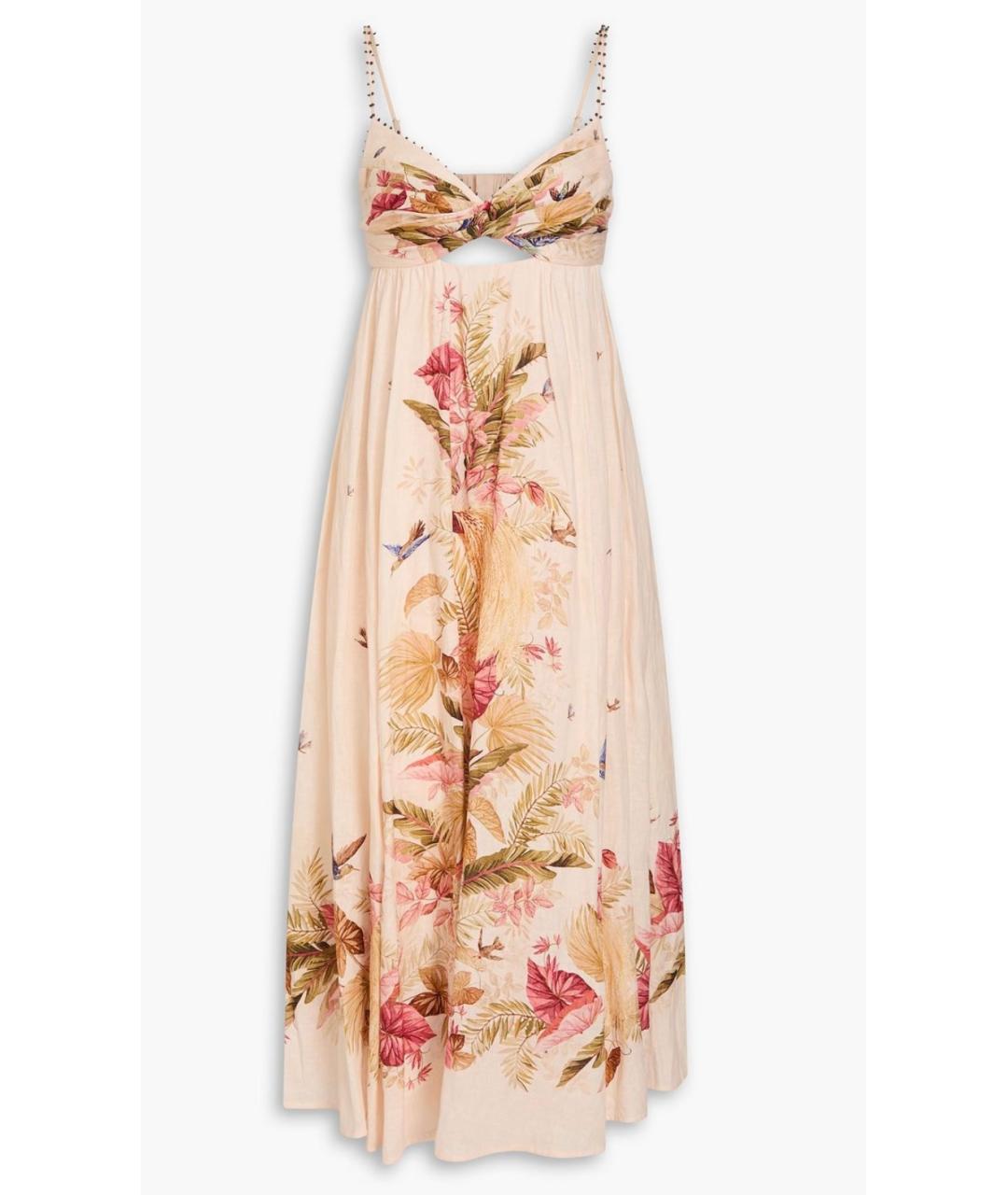 ZIMMERMANN Розовое льняное коктейльное платье, фото 4