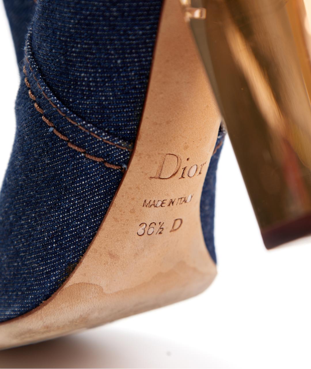 CHRISTIAN DIOR Синие текстильные ботильоны, фото 4