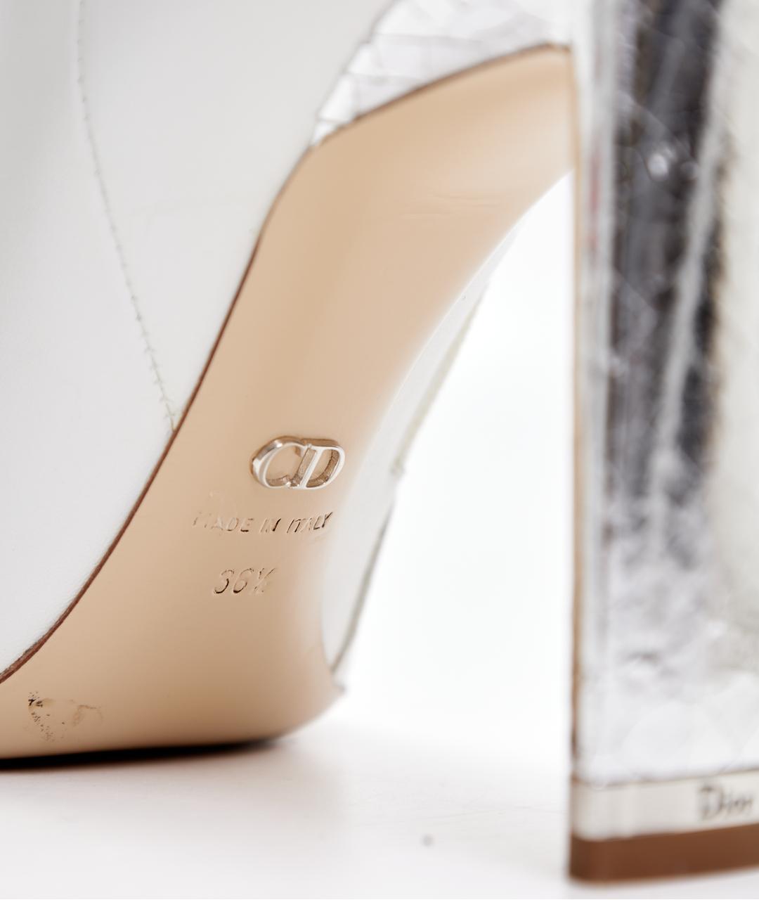 CHRISTIAN DIOR Белые кожаные ботильоны, фото 4