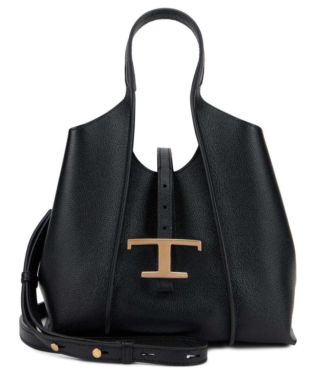 TOD'S Черная кожаная сумка тоут, фото 2