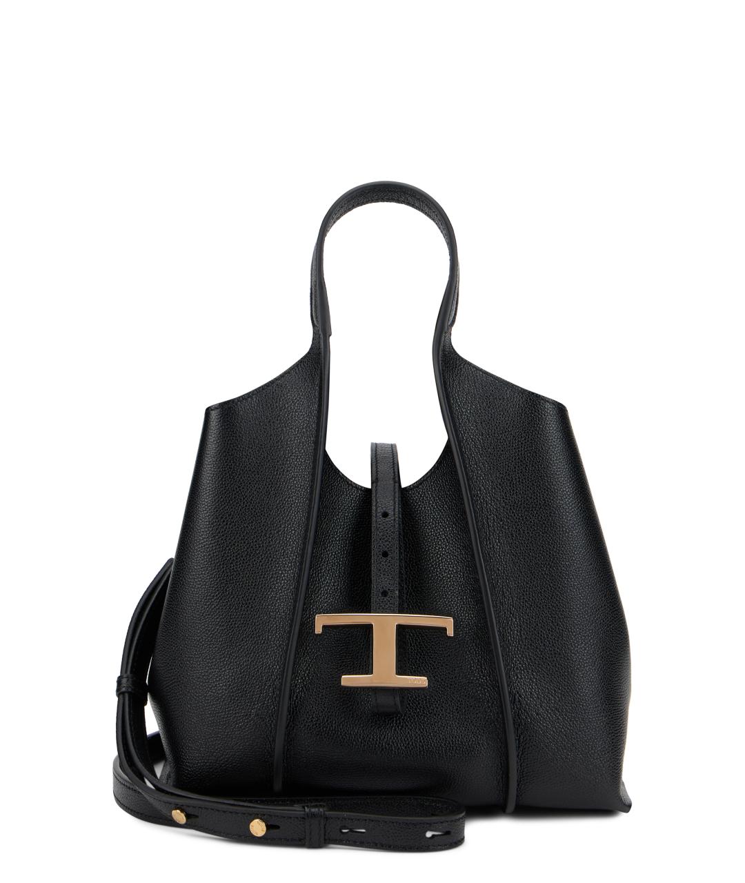 TOD'S Черная кожаная сумка тоут, фото 1
