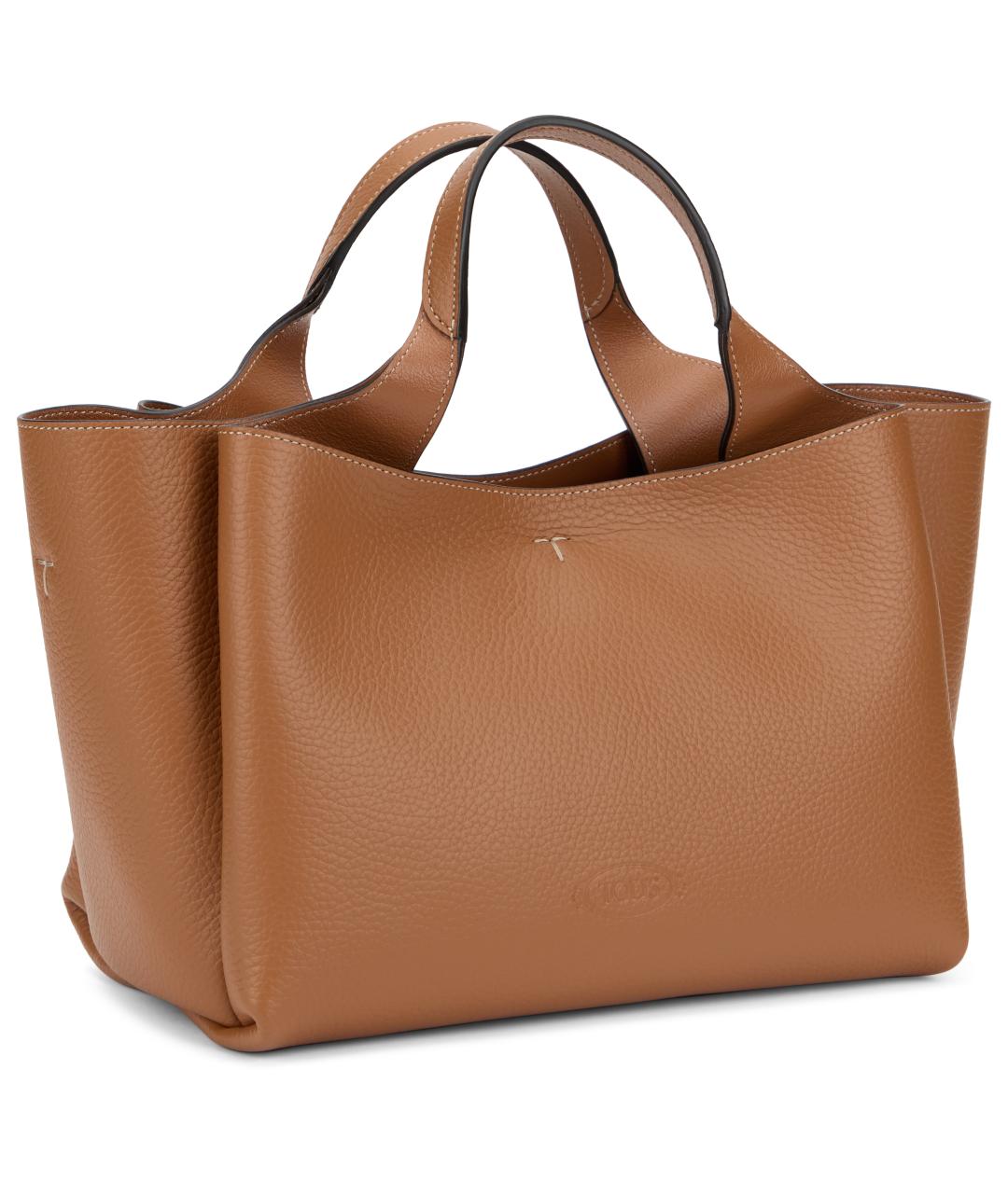 TOD'S Коричневая кожаная сумка тоут, фото 3