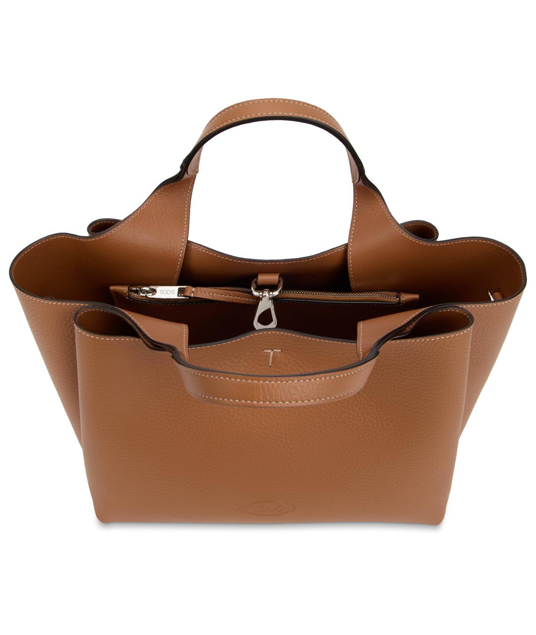 TOD'S Коричневая кожаная сумка тоут, фото 5