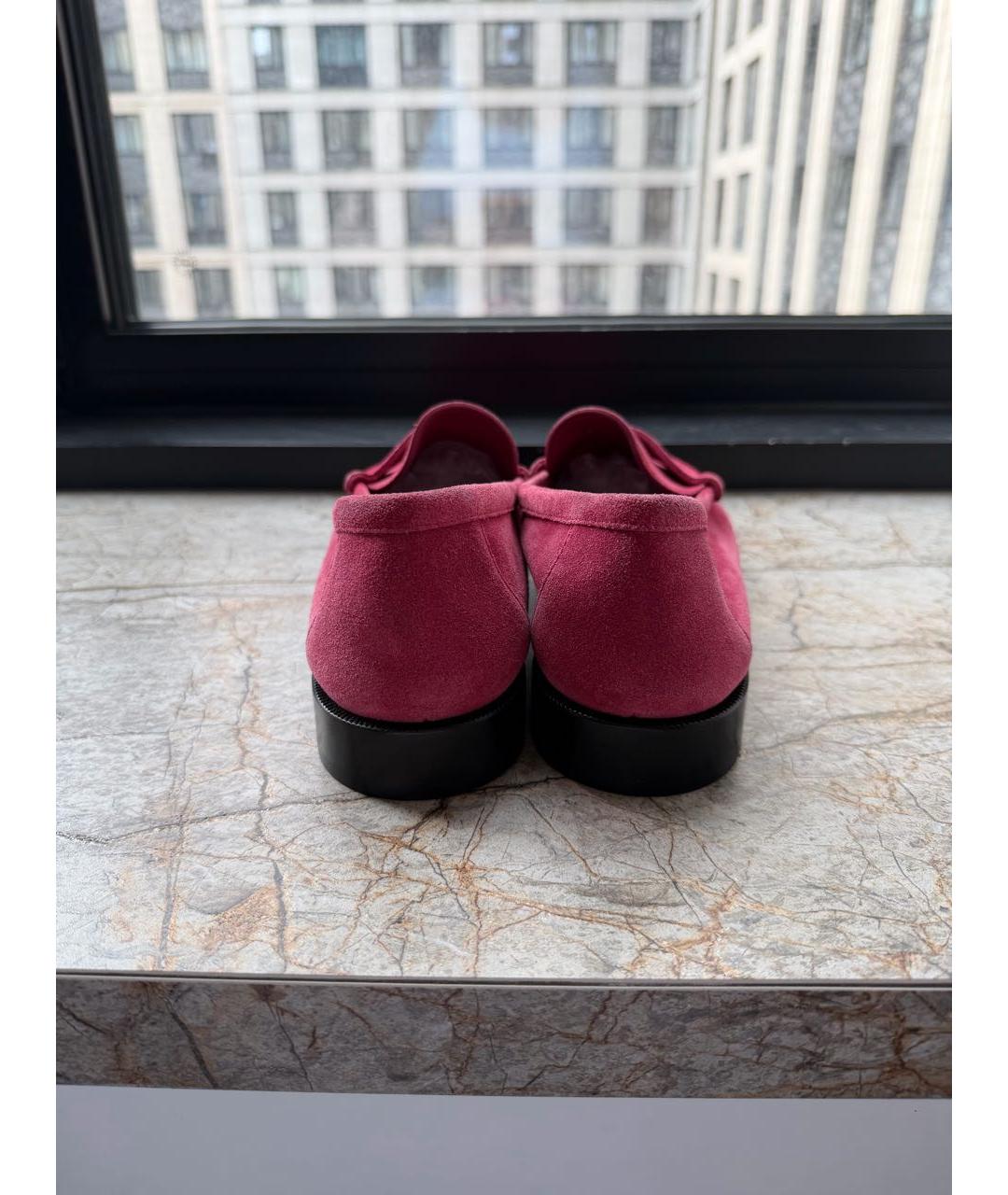 SAINT LAURENT Бордовые замшевые лоферы, фото 4