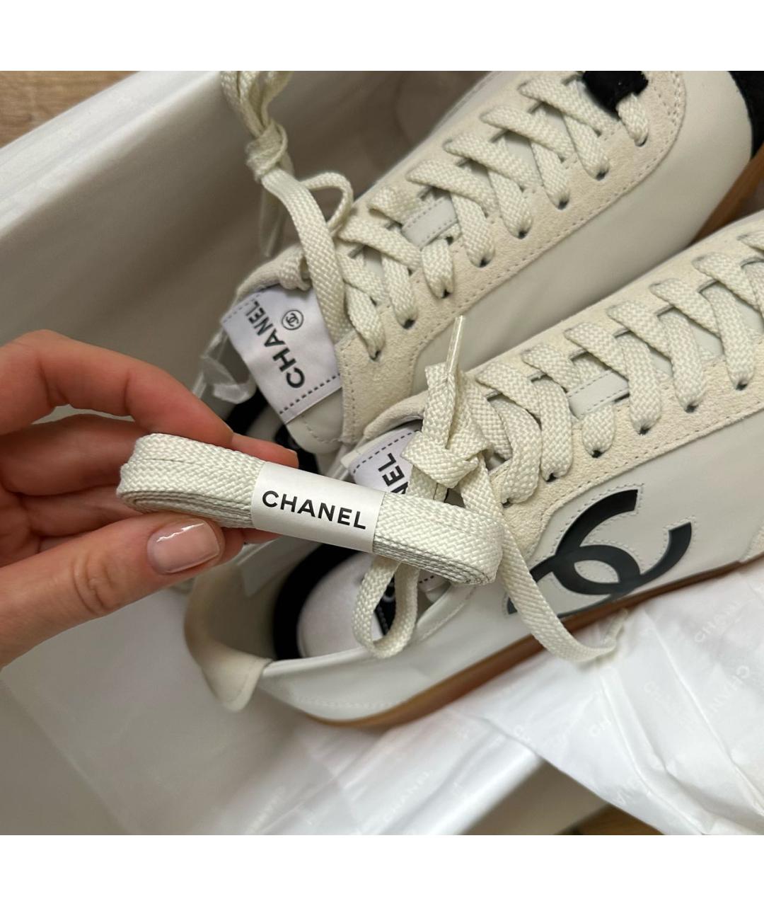 CHANEL Белые кожаные кеды, фото 6