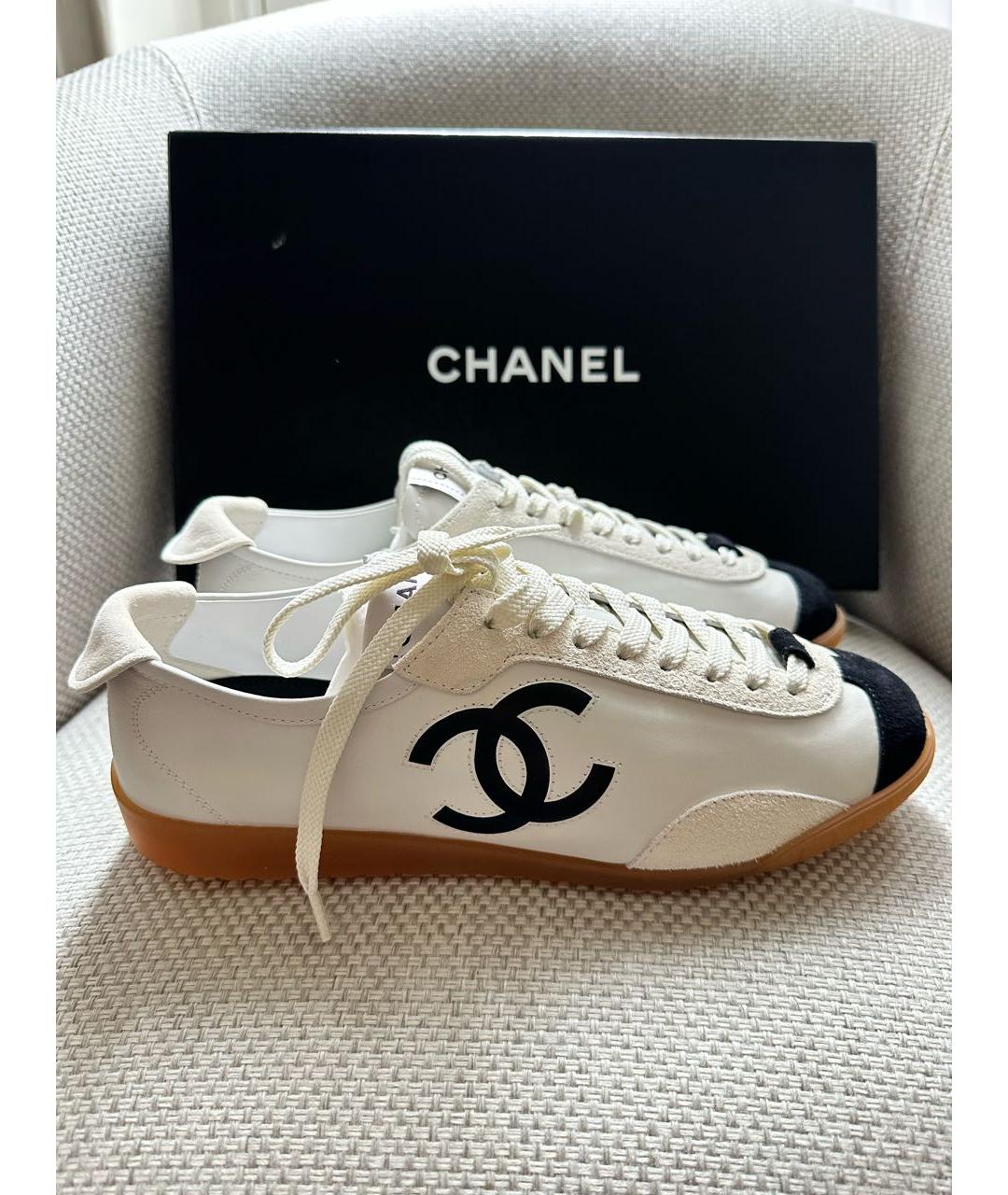 CHANEL Белые кожаные кеды, фото 7