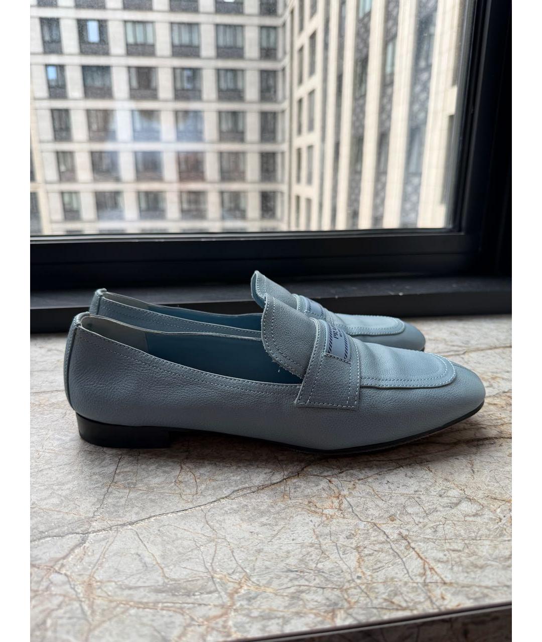 PRADA Голубые кожаные лоферы, фото 9