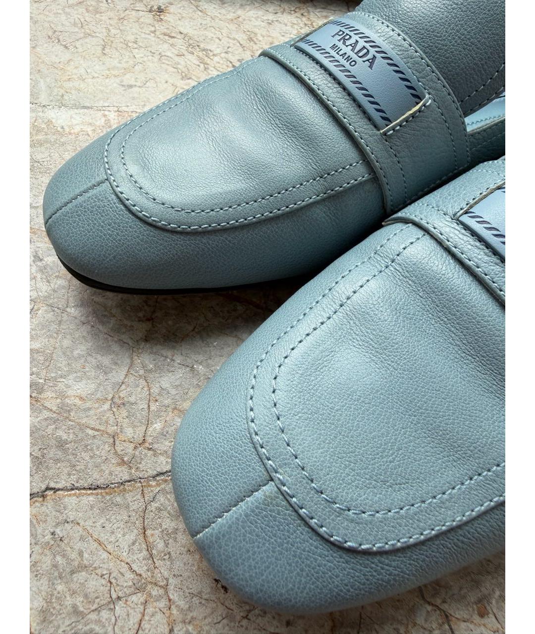 PRADA Голубые кожаные лоферы, фото 8