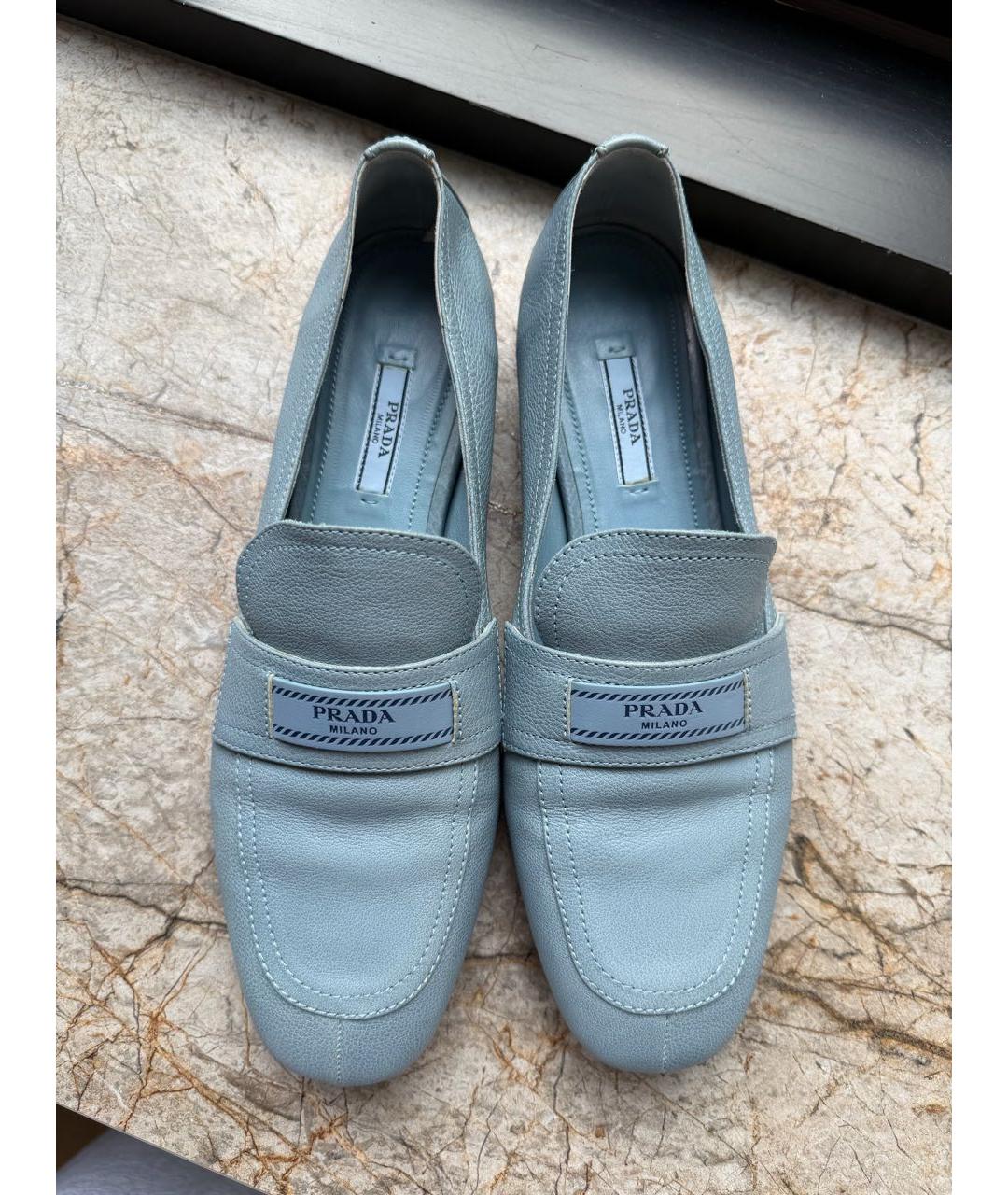 PRADA Голубые кожаные лоферы, фото 3