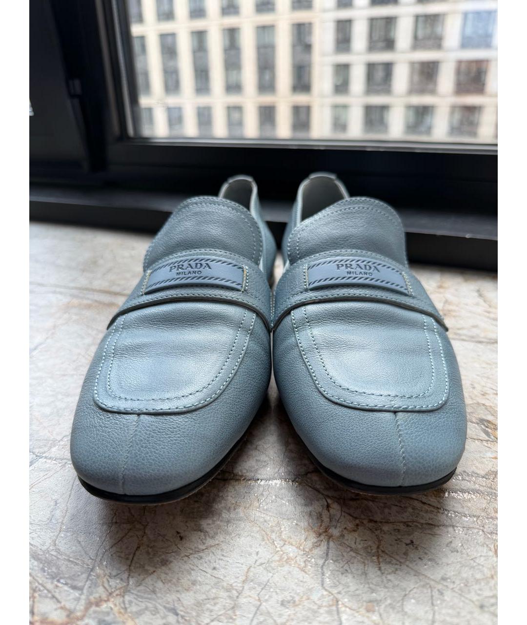 PRADA Голубые кожаные лоферы, фото 2