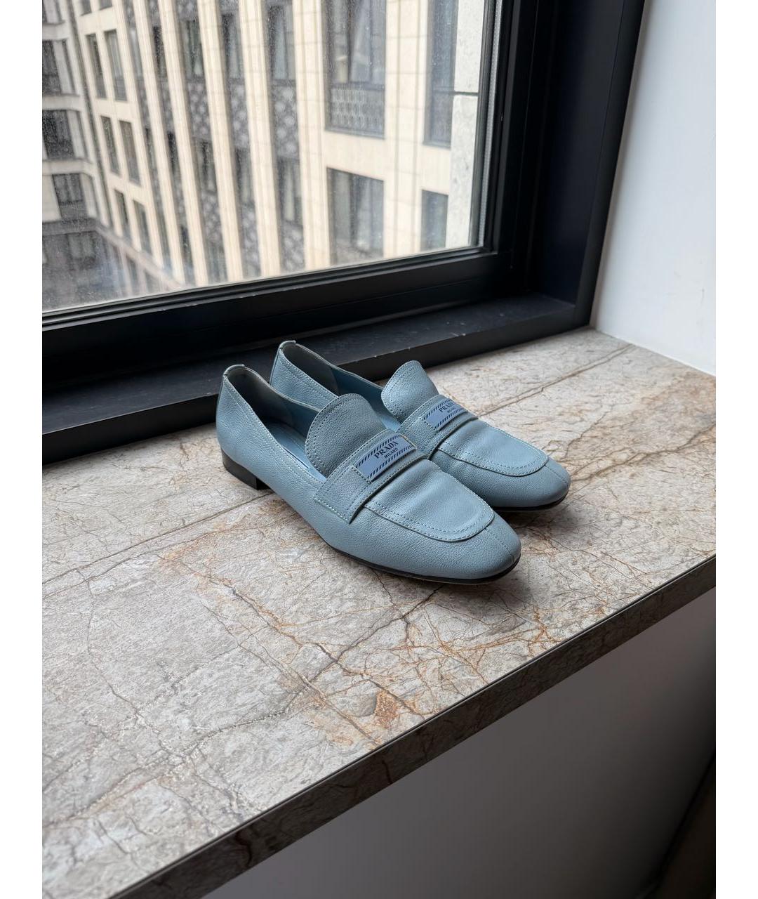 PRADA Голубые кожаные лоферы, фото 7