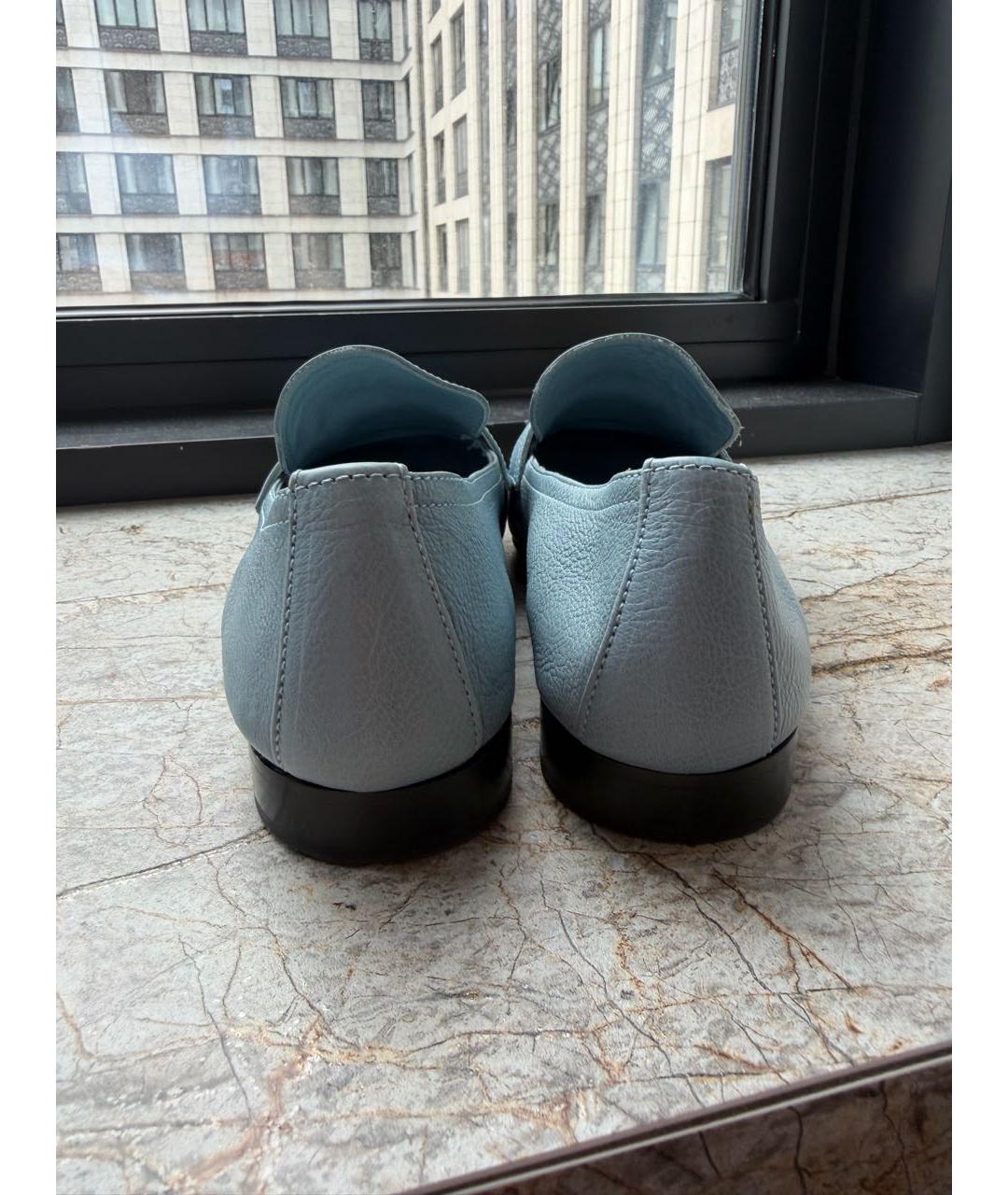PRADA Голубые кожаные лоферы, фото 4