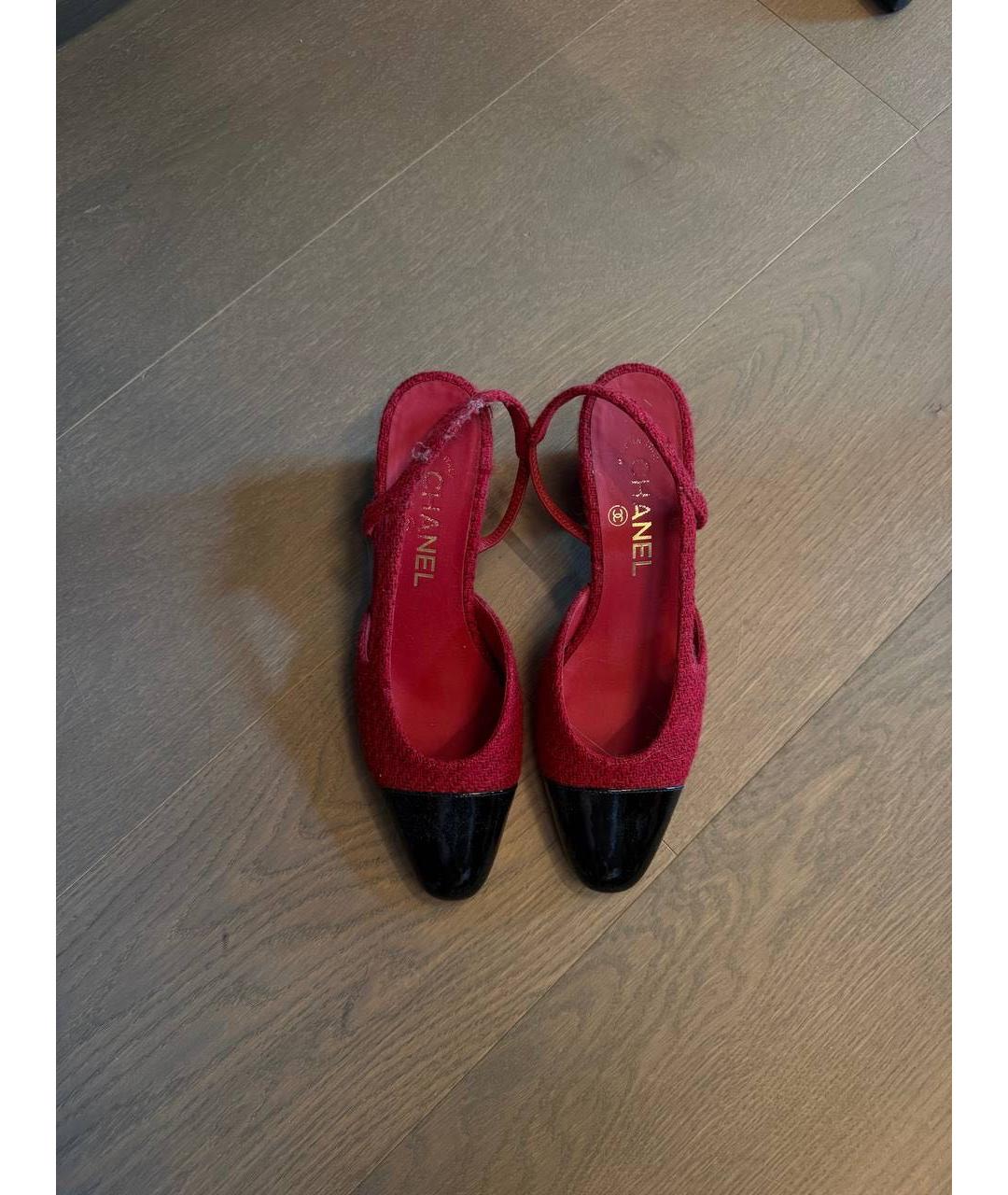 CHANEL Красные лодочки на низком каблуке, фото 2