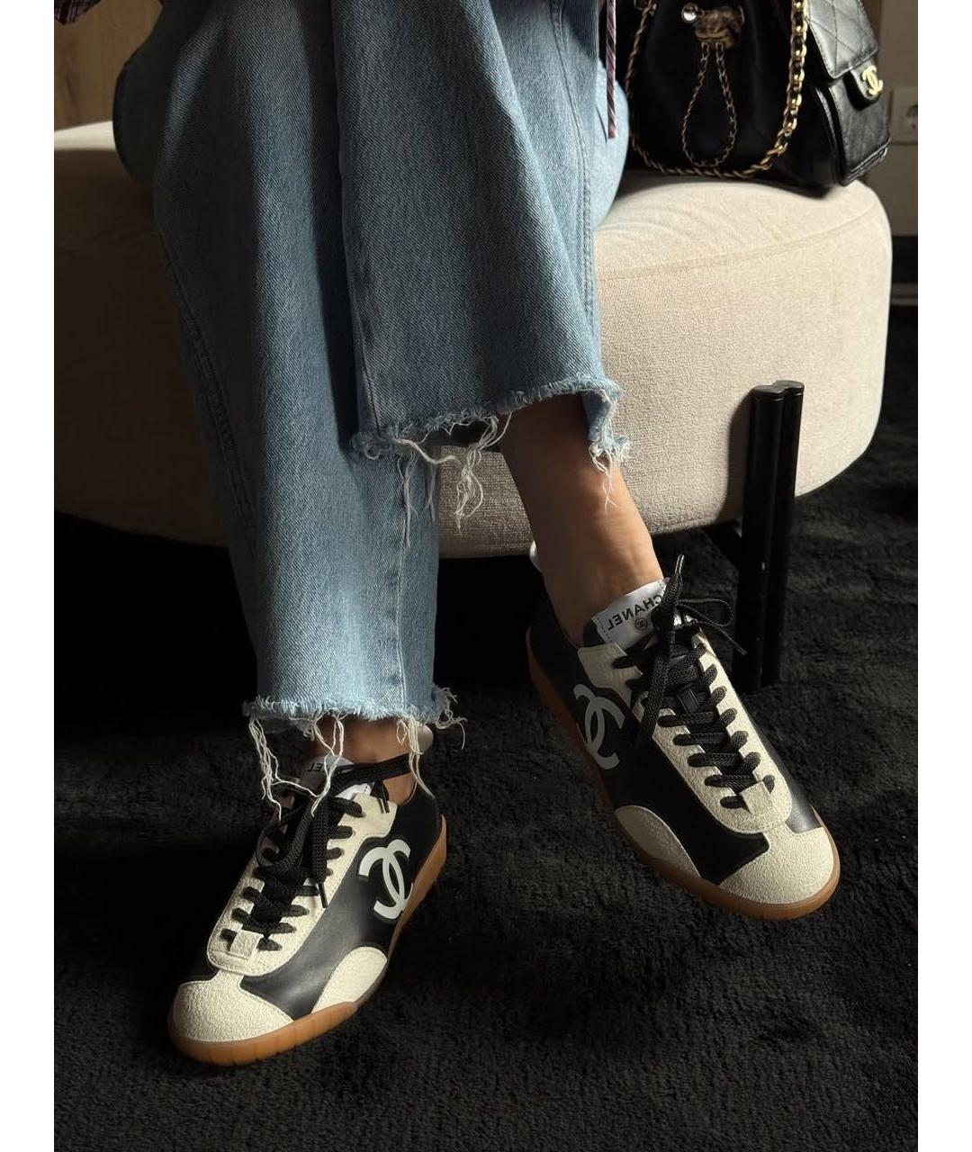 CHANEL Черные кожаные кеды, фото 6