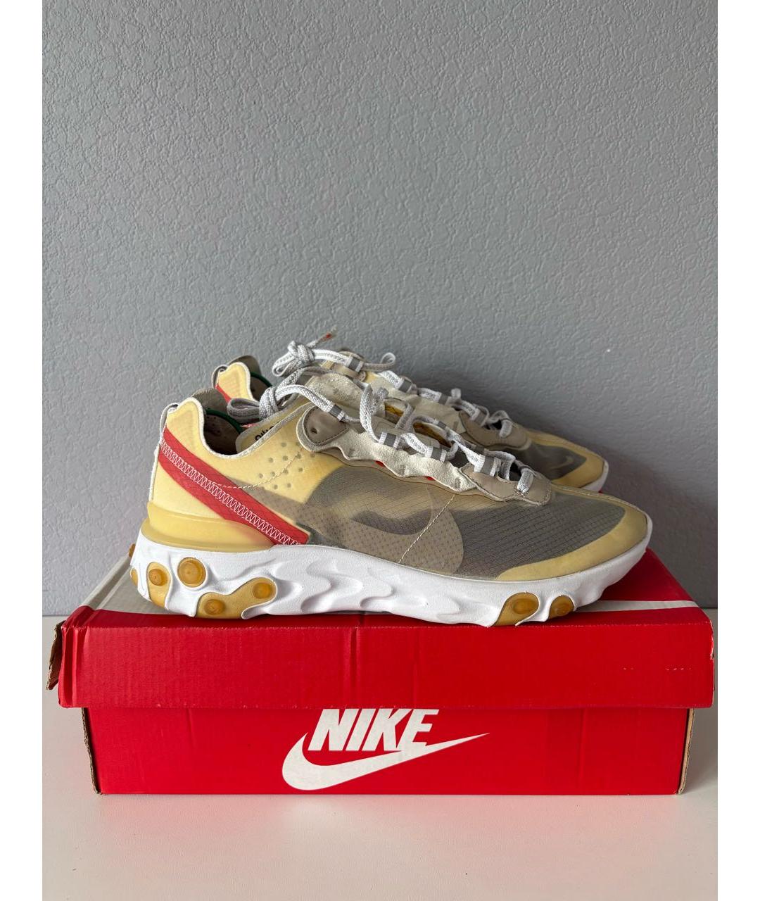 NIKE Бежевые текстильные низкие кроссовки / кеды, фото 3