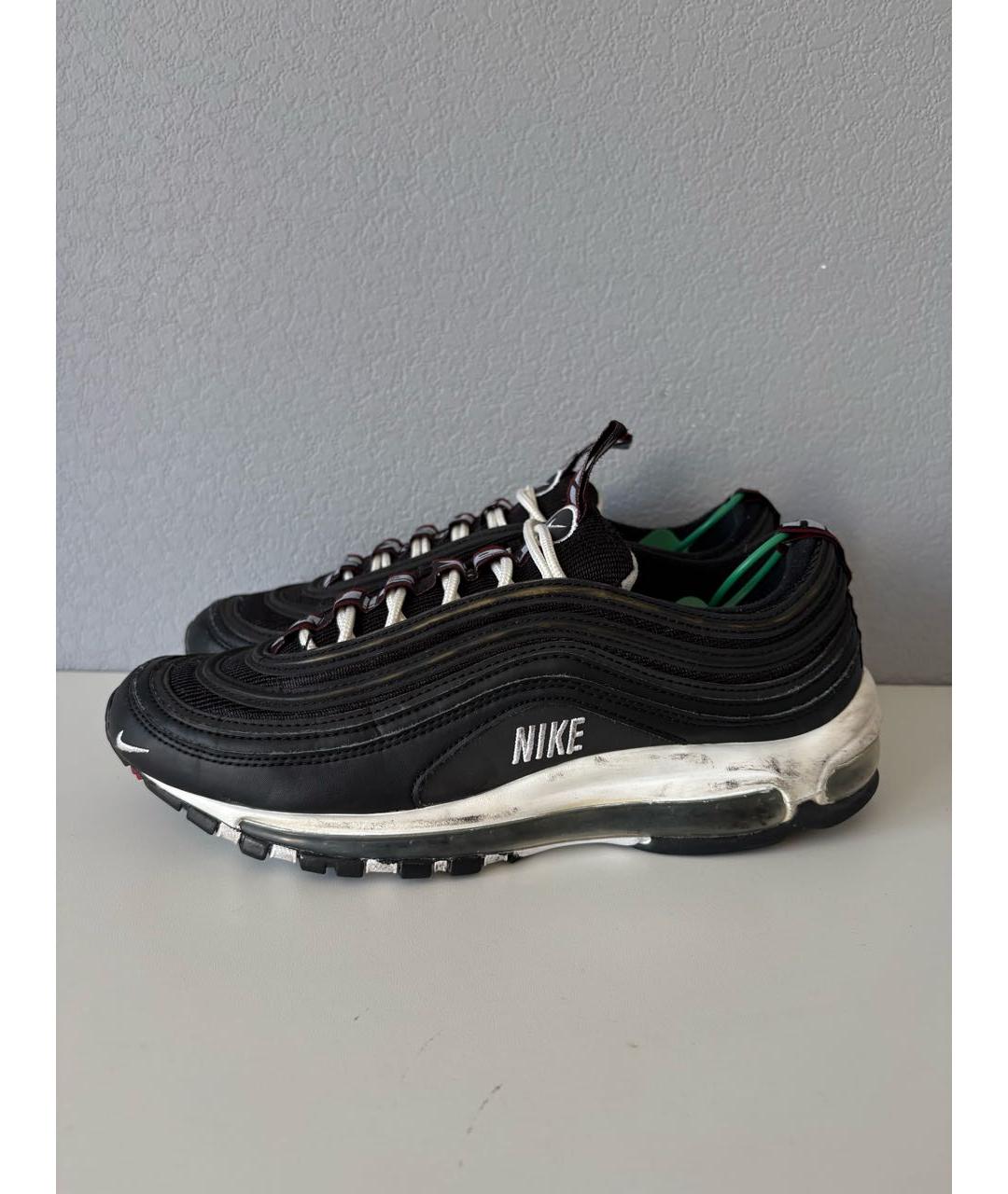 NIKE Черные кожаные низкие кроссовки / кеды, фото 3