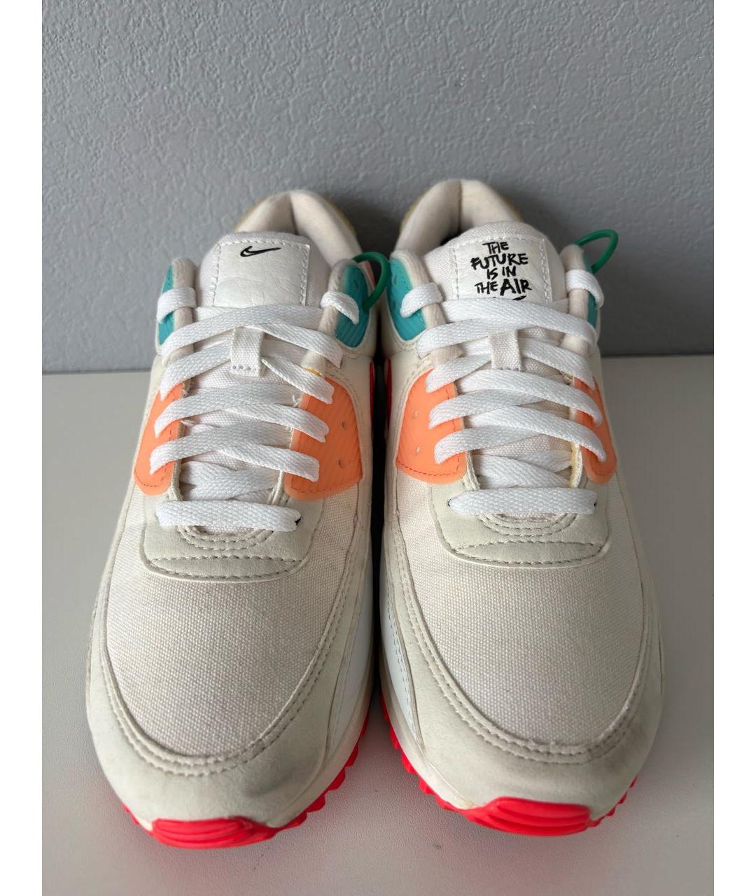 NIKE Белые текстильные низкие кроссовки / кеды, фото 4