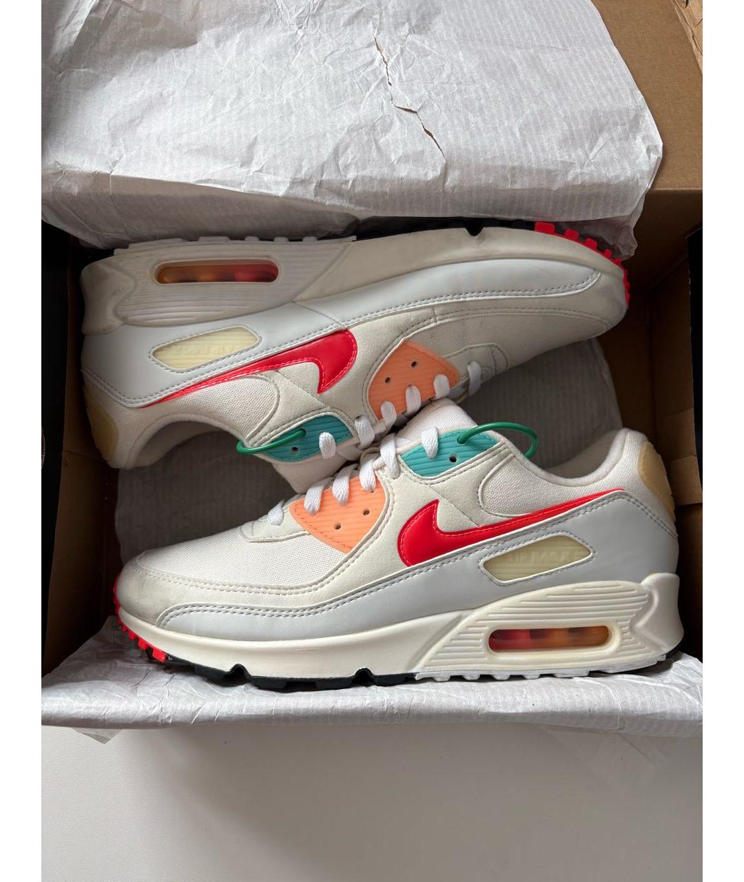 NIKE Белые текстильные низкие кроссовки / кеды, фото 2