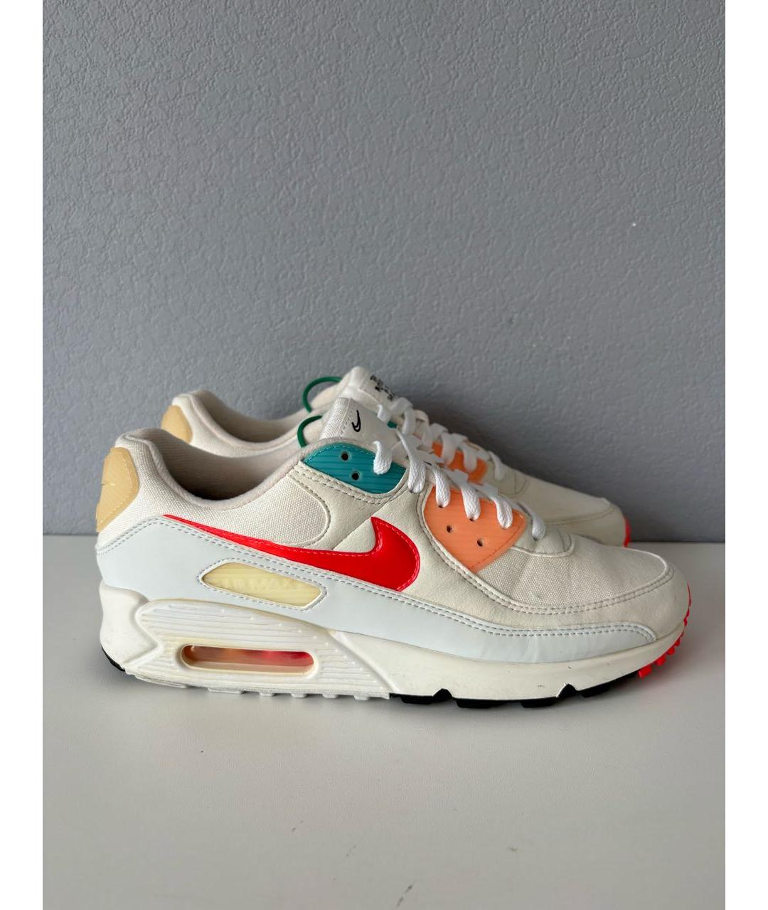 NIKE Белые текстильные низкие кроссовки / кеды, фото 3