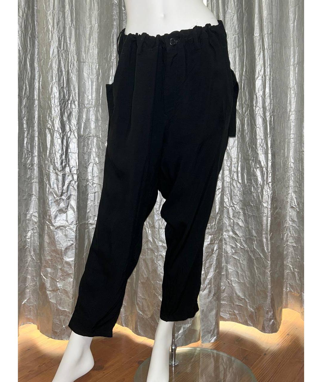YOHJI YAMAMOTO Черные хлопковые прямые брюки, фото 8