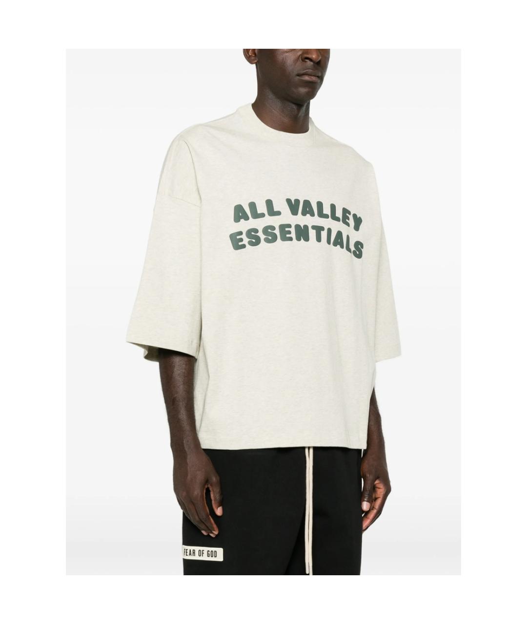 FEAR OF GOD ESSENTIALS Бежевая хлопковая футболка, фото 5
