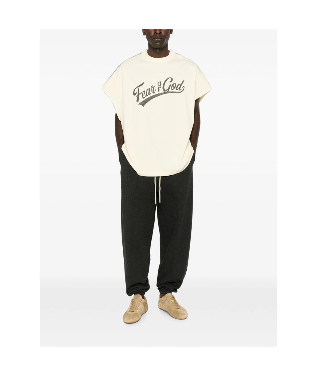 FEAR OF GOD ESSENTIALS Бежевая хлопковая футболка, фото 5