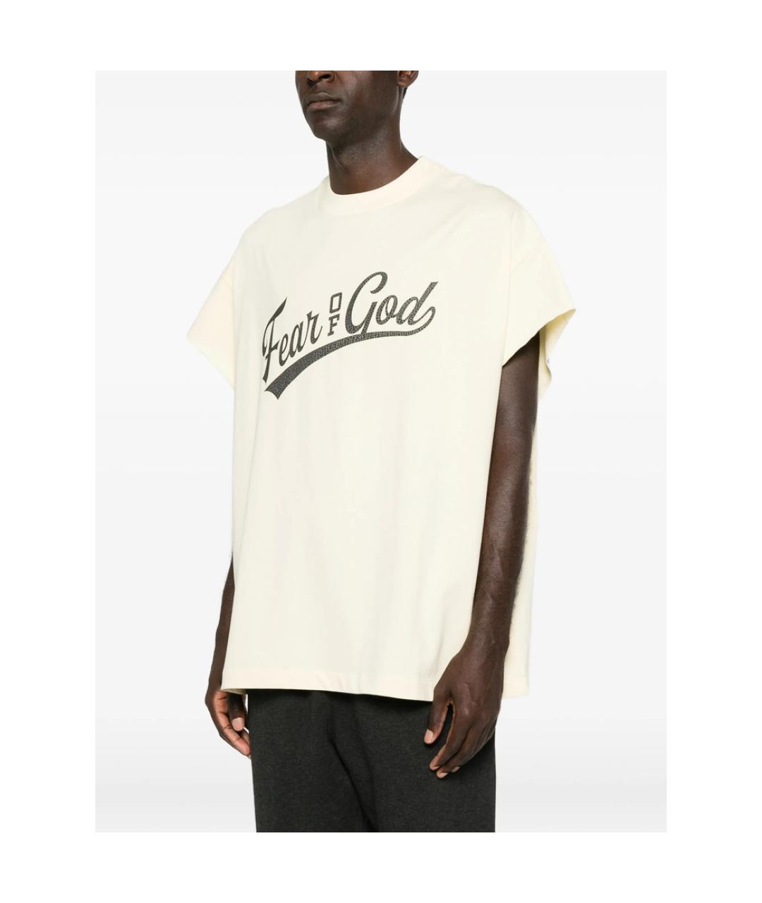 FEAR OF GOD ESSENTIALS Бежевая хлопковая футболка, фото 4