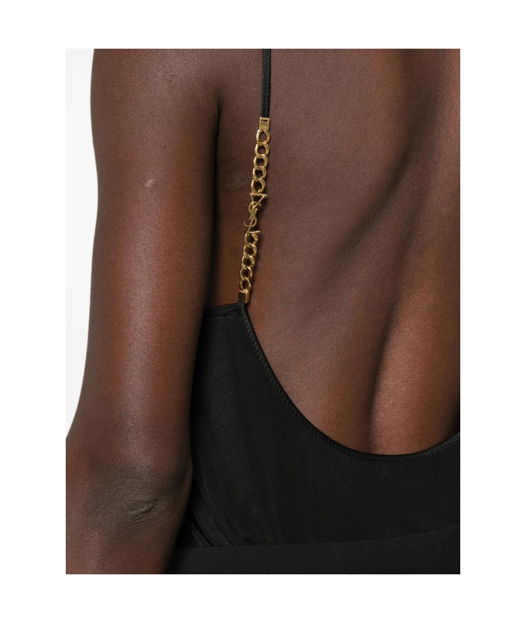 SAINT LAURENT Черная шелковая майка, фото 5