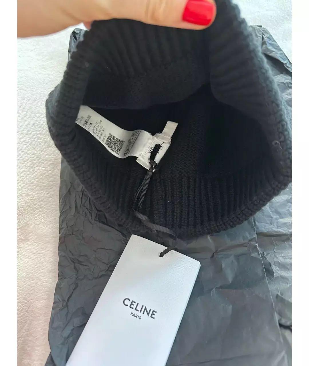 CELINE Черная шерстяная шапка, фото 5
