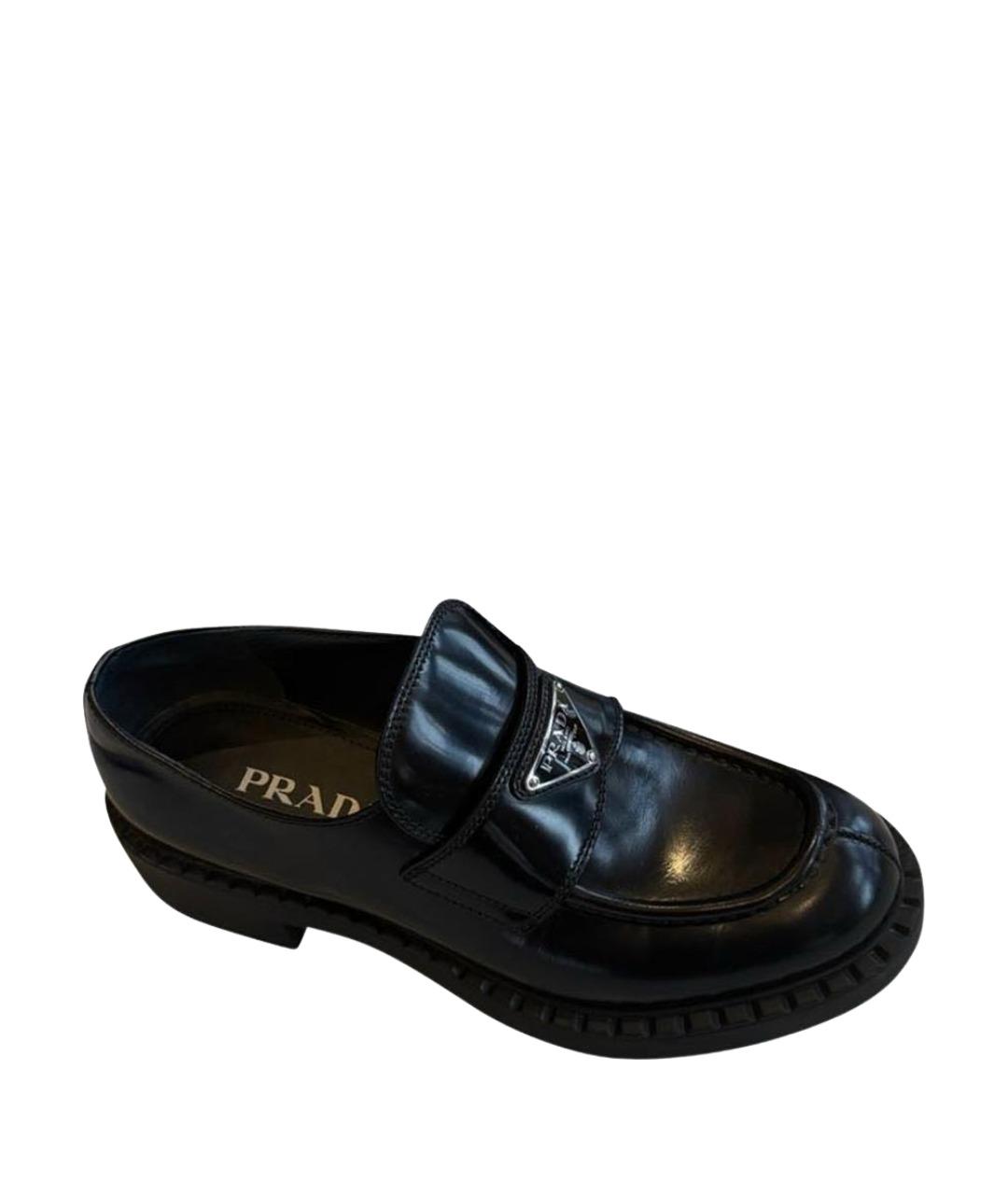 PRADA Черные кожаные лоферы, фото 1