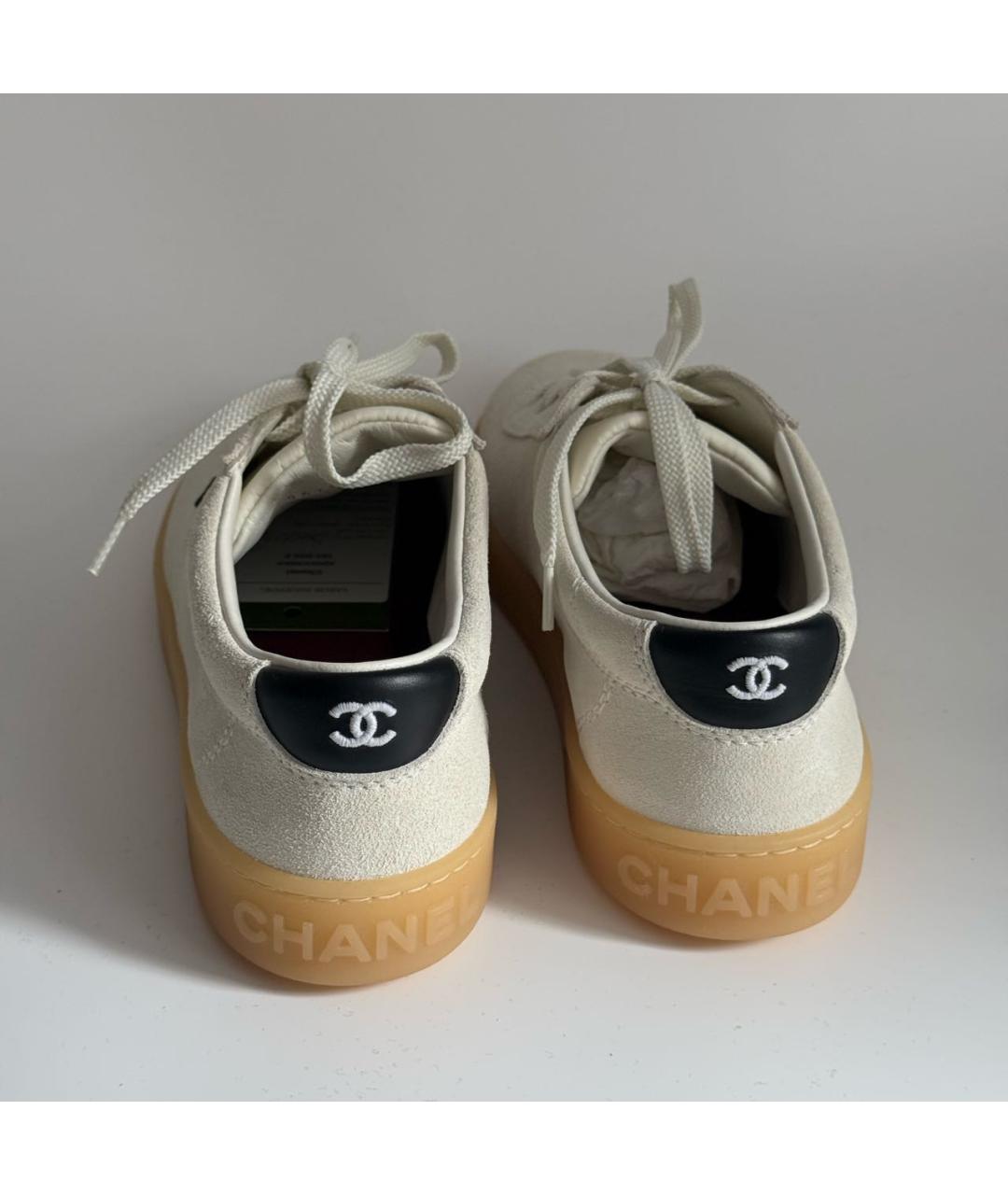 CHANEL Белые кожаные кеды, фото 5