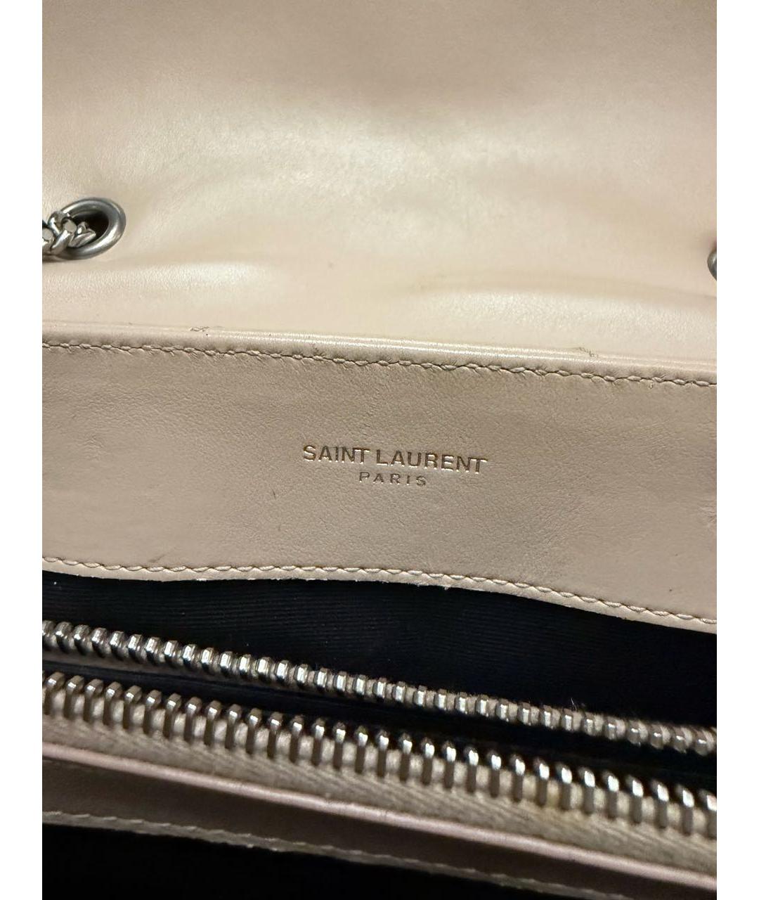SAINT LAURENT Бежевая кожаная сумка через плечо, фото 6