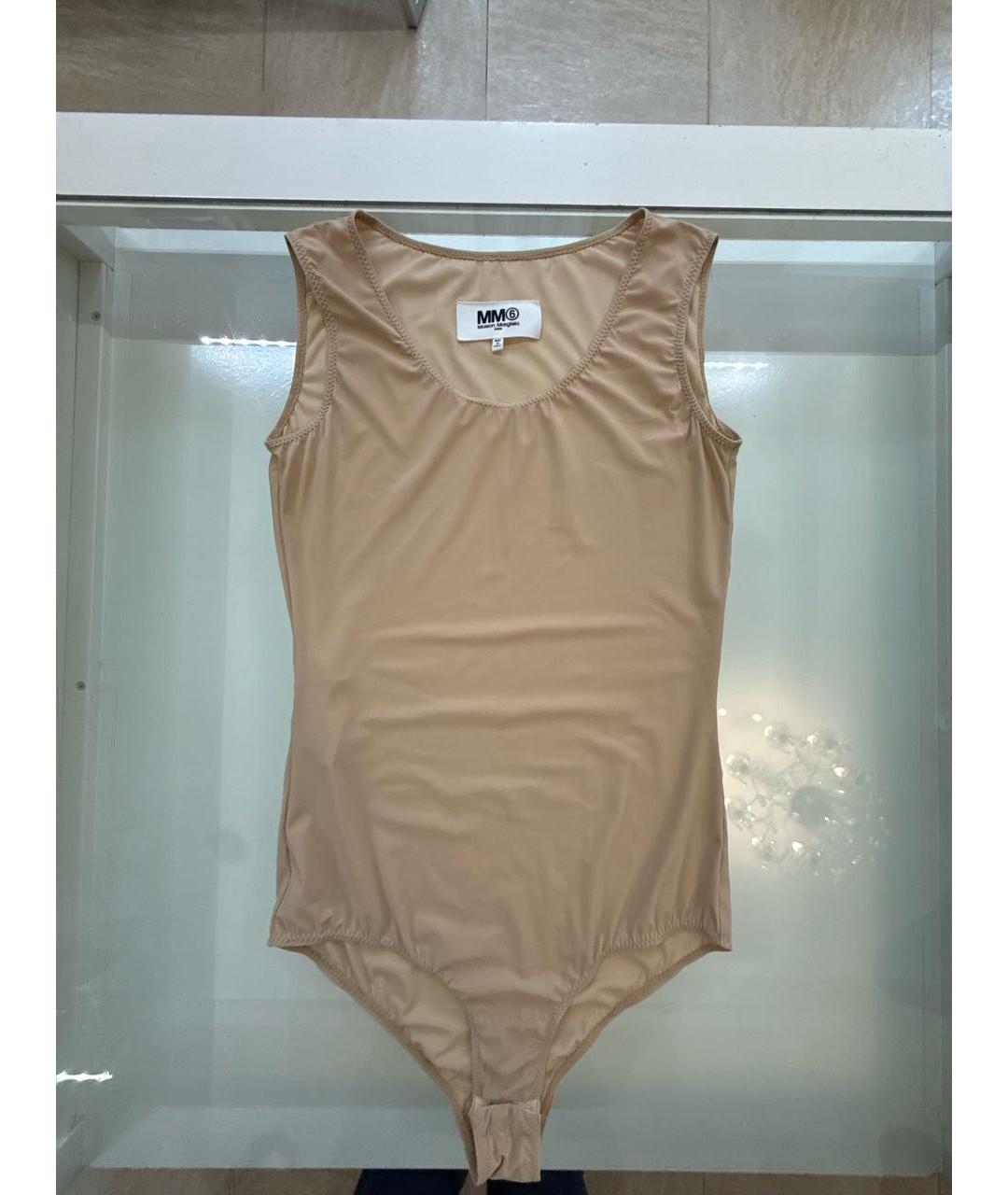 MM6 MAISON MARGIELA Бежевая полиамидовая майка, фото 8