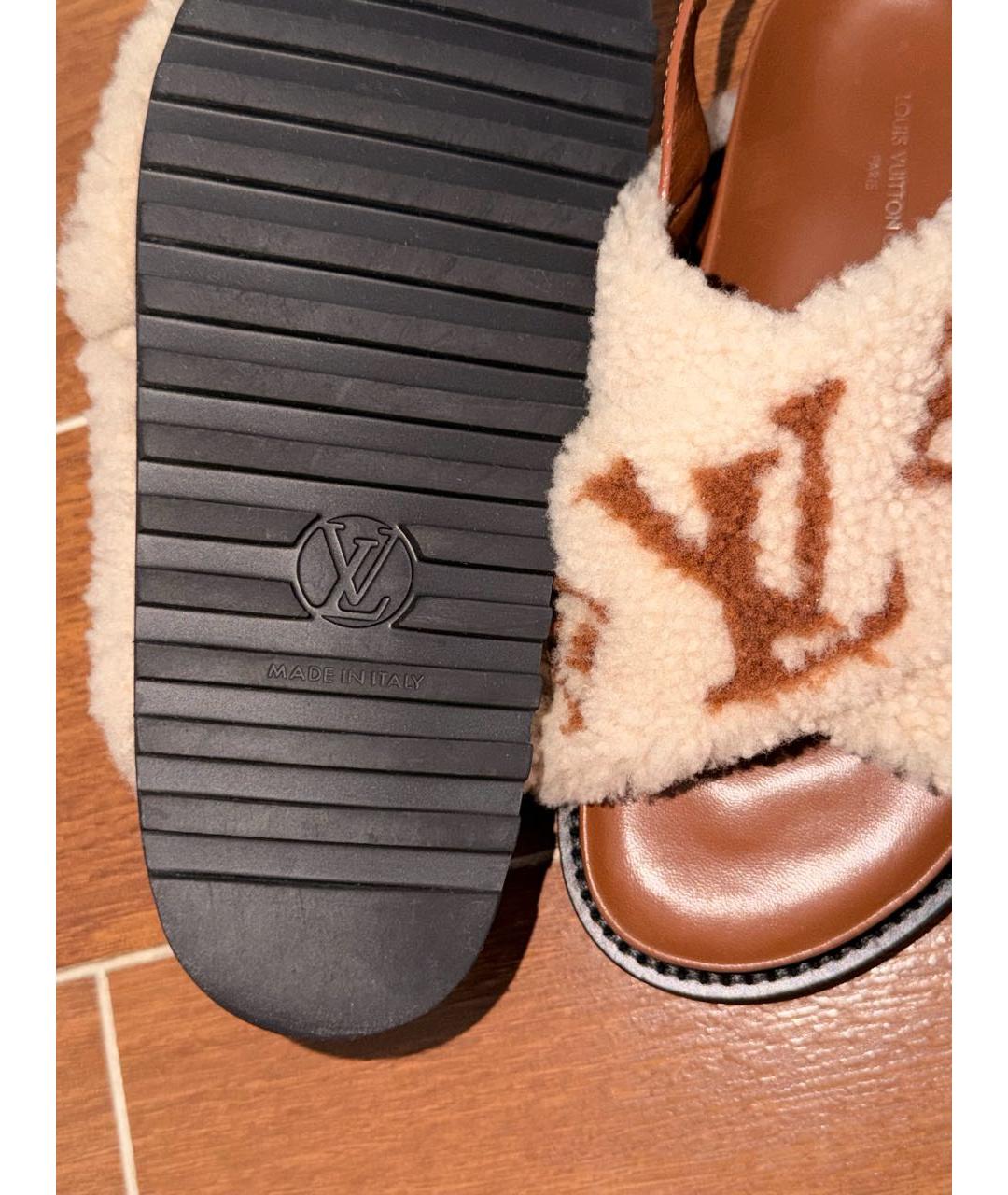 LOUIS VUITTON Коричневые кожаные сандалии, фото 4