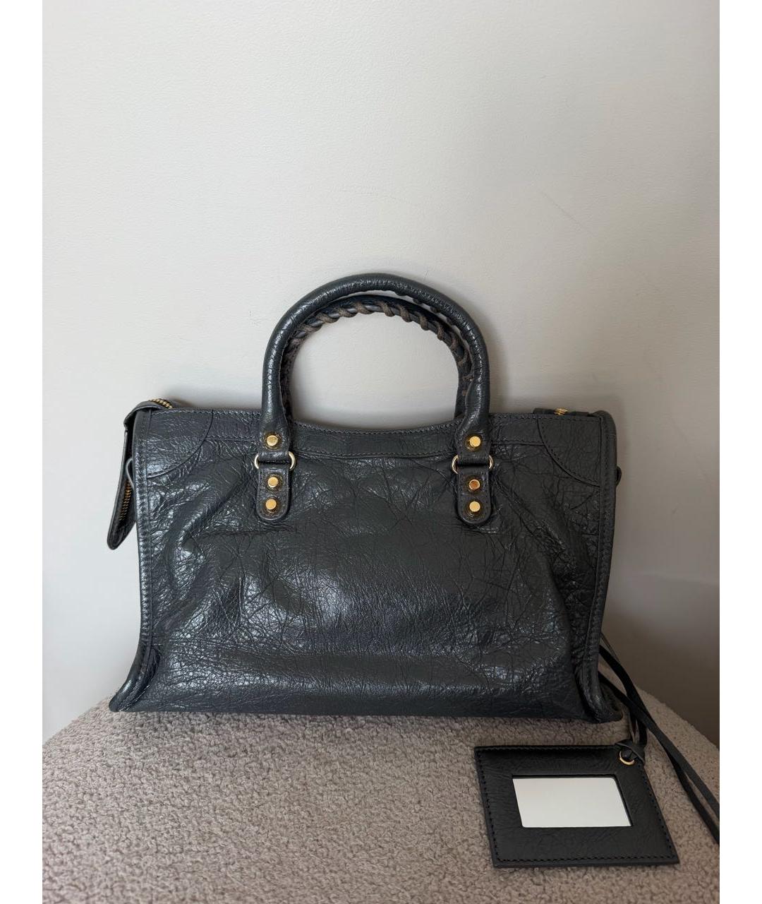 BALENCIAGA Серая кожаная сумка тоут, фото 2