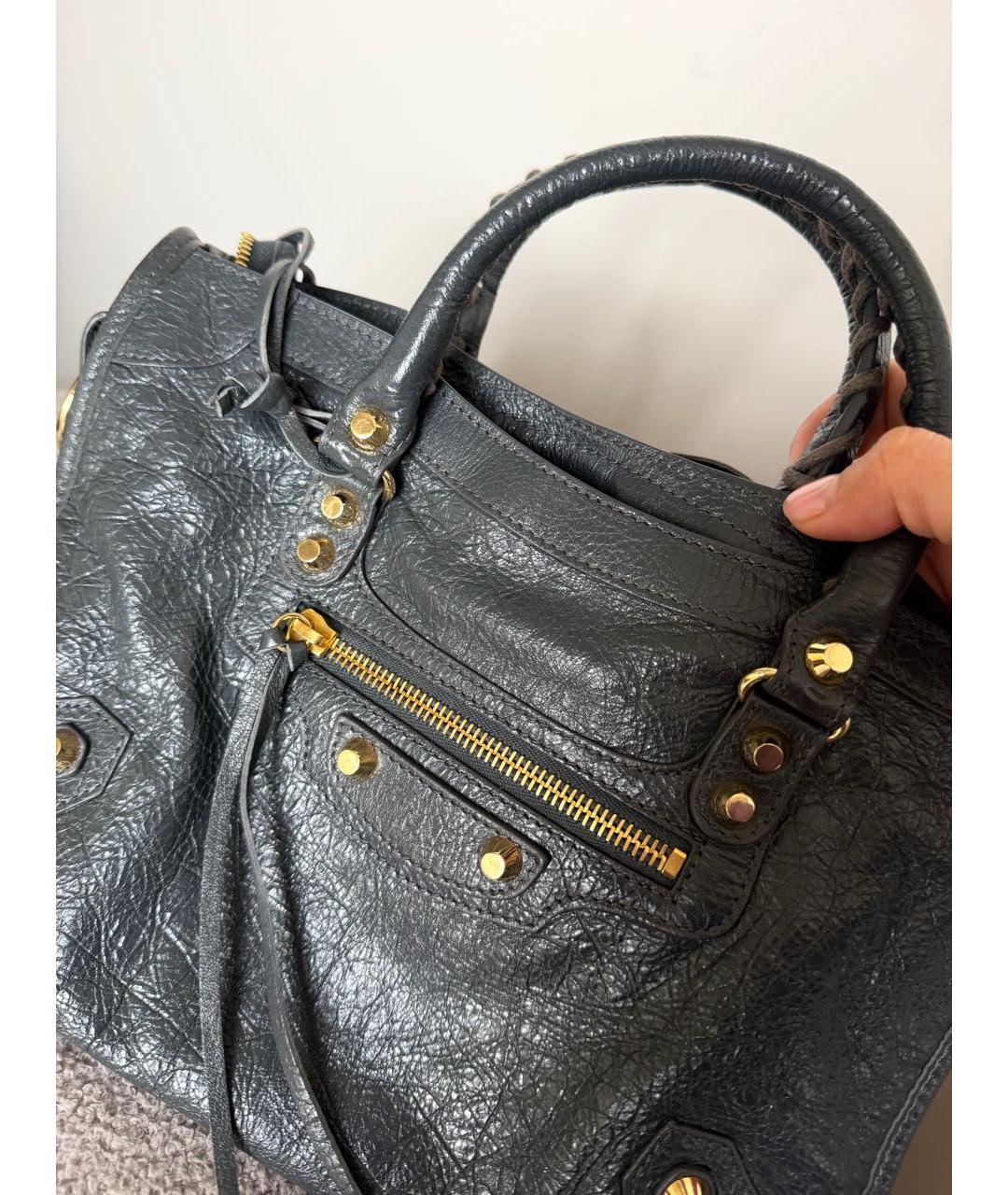 BALENCIAGA Серая кожаная сумка тоут, фото 8