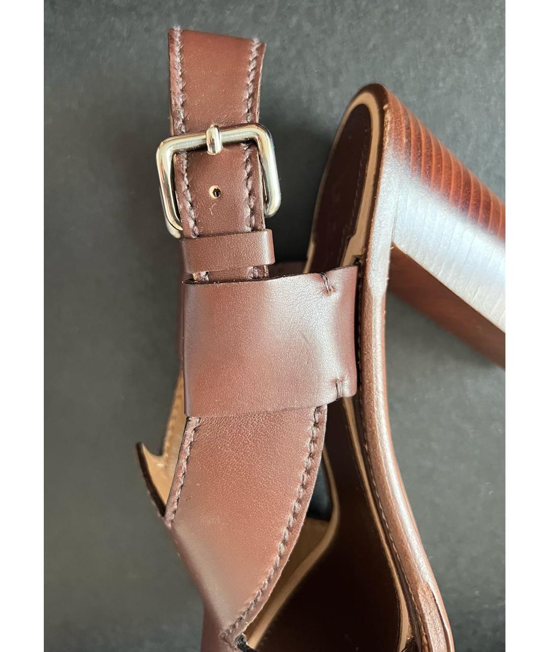 PRADA Коричневые кожаные босоножки, фото 6
