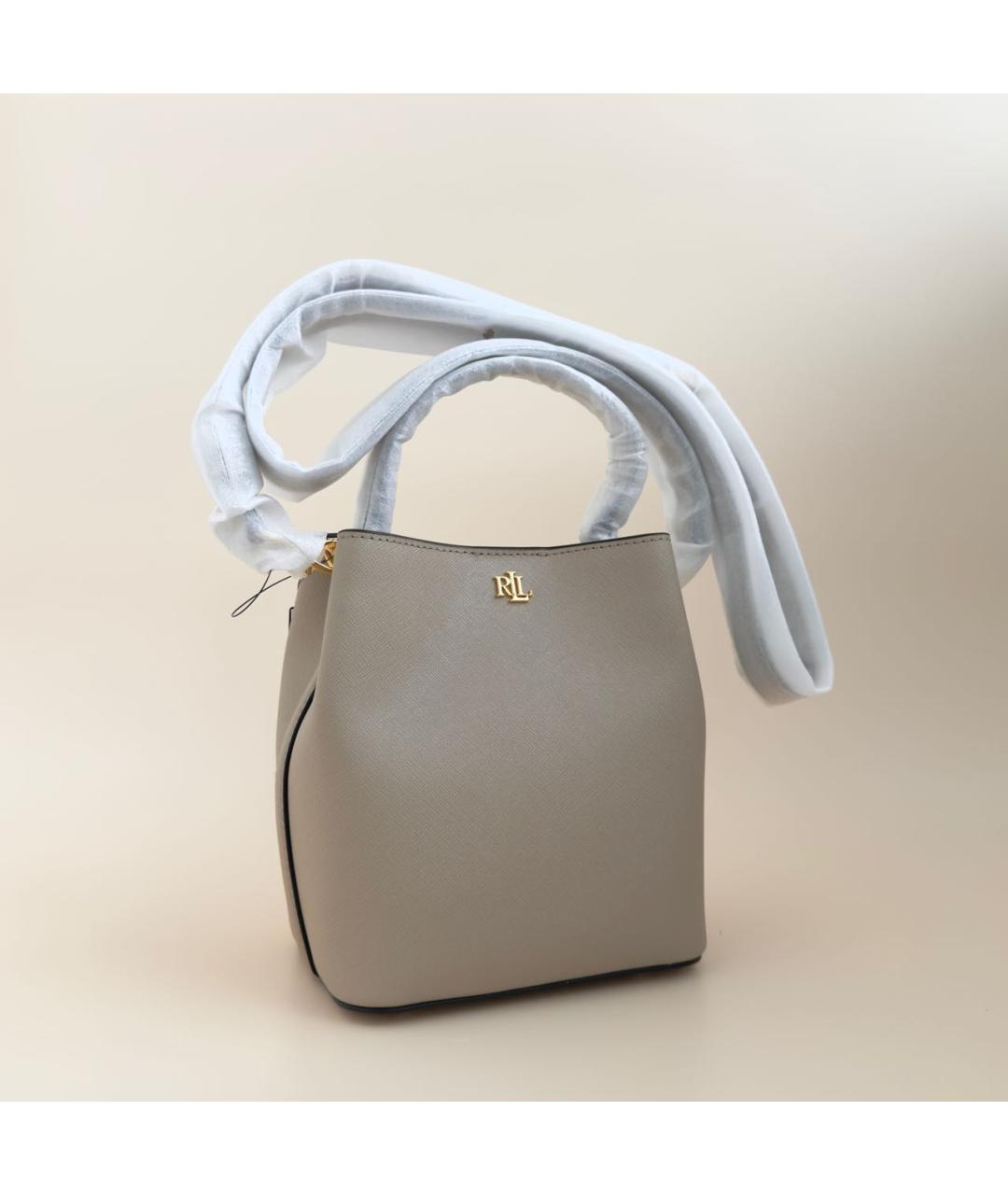 POLO RALPH LAUREN Бежевая кожаная сумка через плечо, фото 7