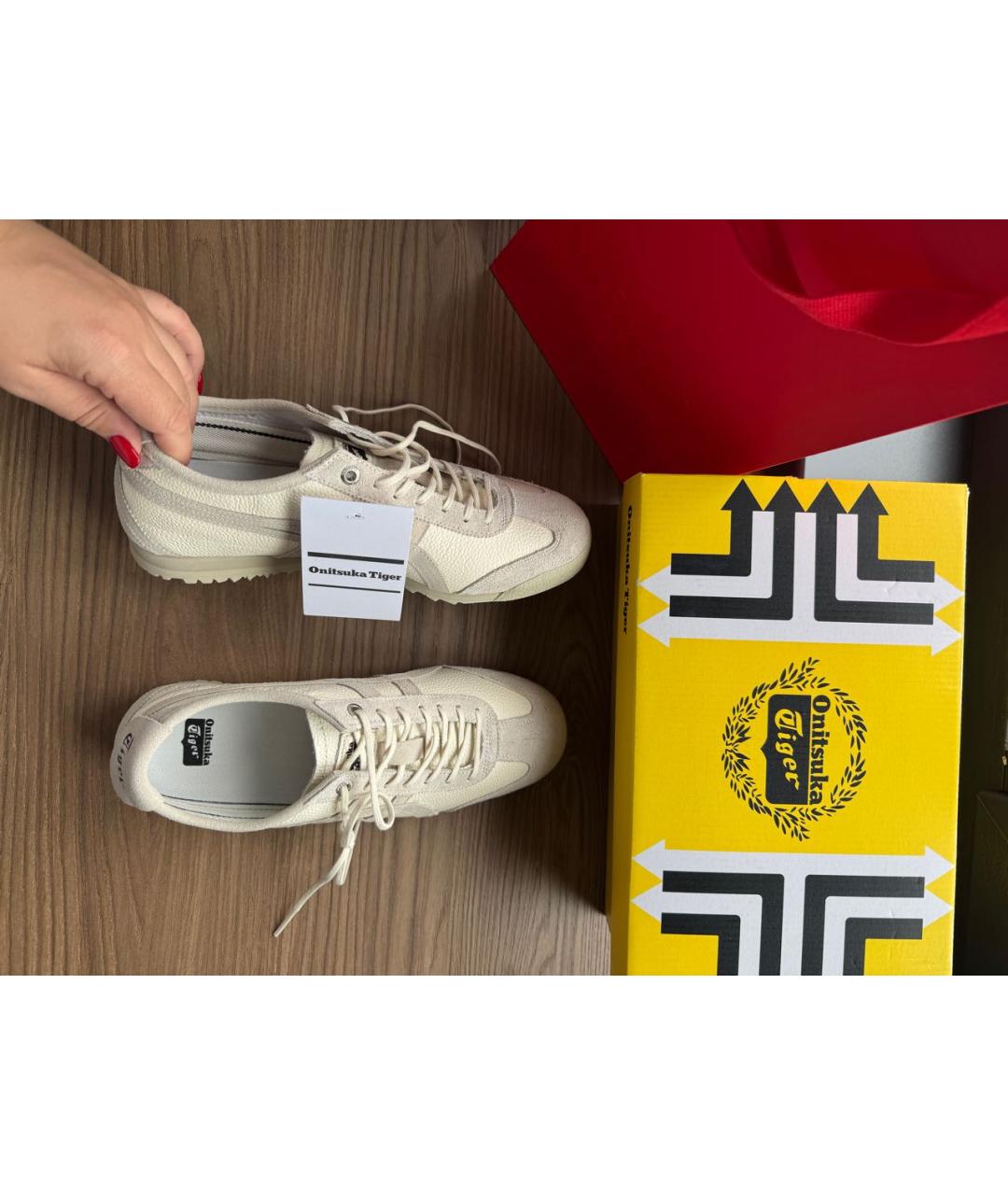 ONITSUKA TIGER Бежевые кожаные кеды, фото 6